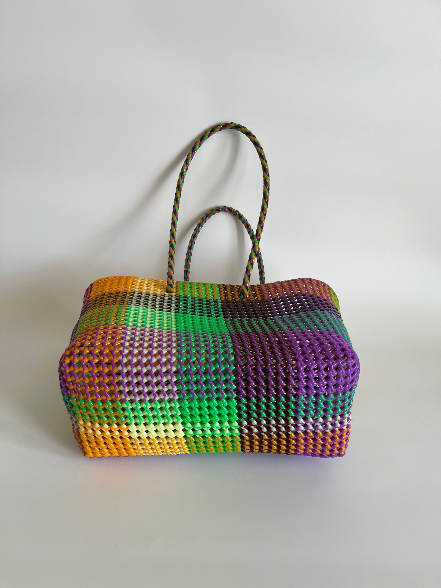 N°475L - SAC CABAS TRESSÉ MAIN - GRAND - multicolors