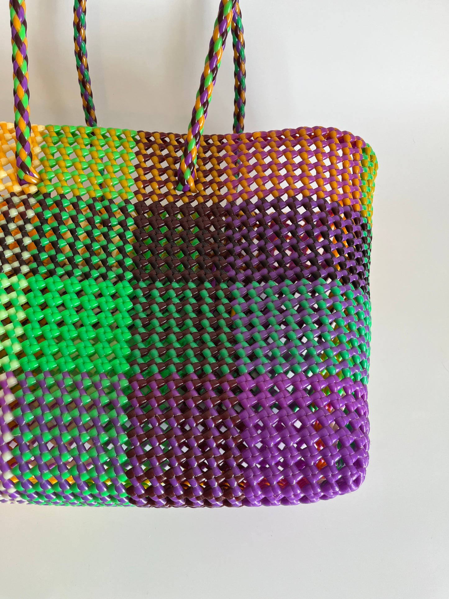 N°475L - SAC CABAS TRESSÉ MAIN - GRAND - multicolors