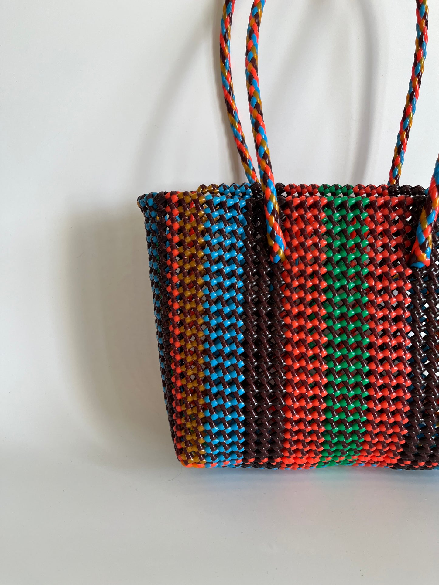 N°474M - SAC CABAS TRESSÉ MAIN - MOYEN - multicolors