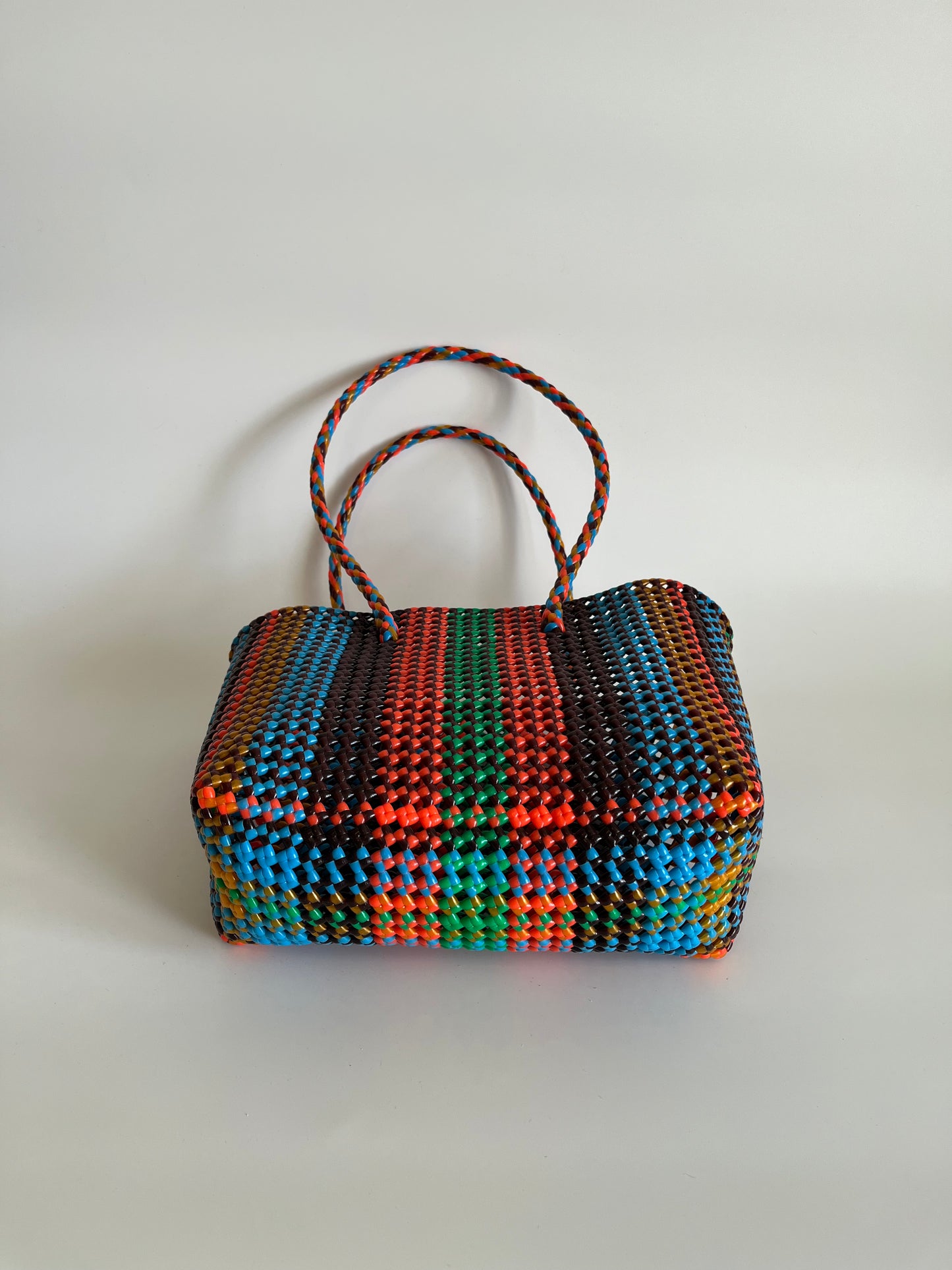 N°474M - SAC CABAS TRESSÉ MAIN - MOYEN - multicolors