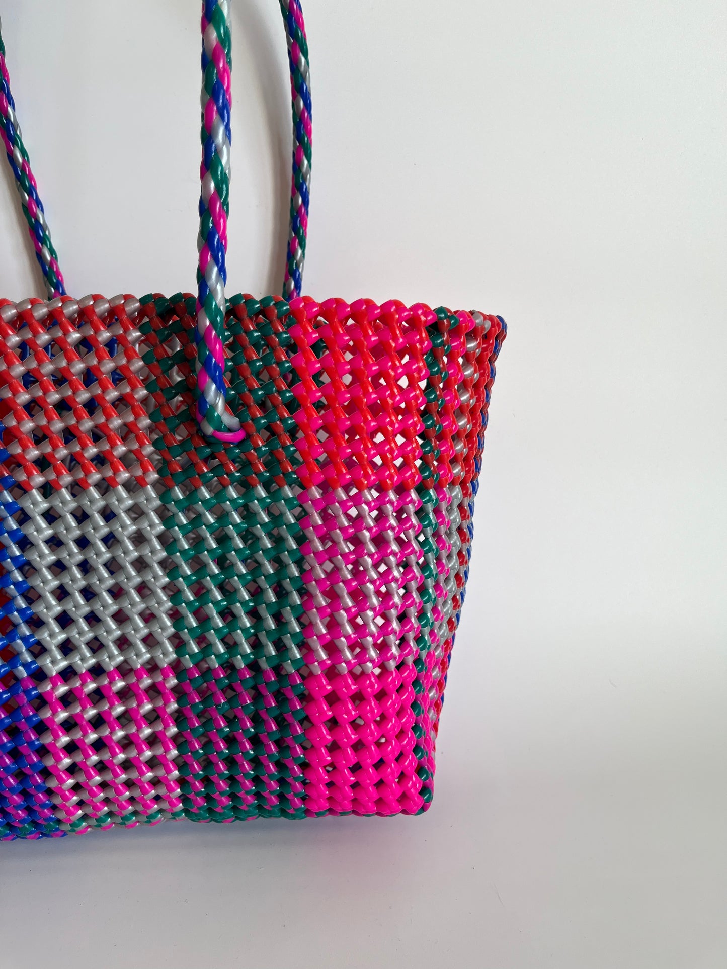 N°470M - SAC CABAS TRESSÉ MAIN - MOYEN - multicolors