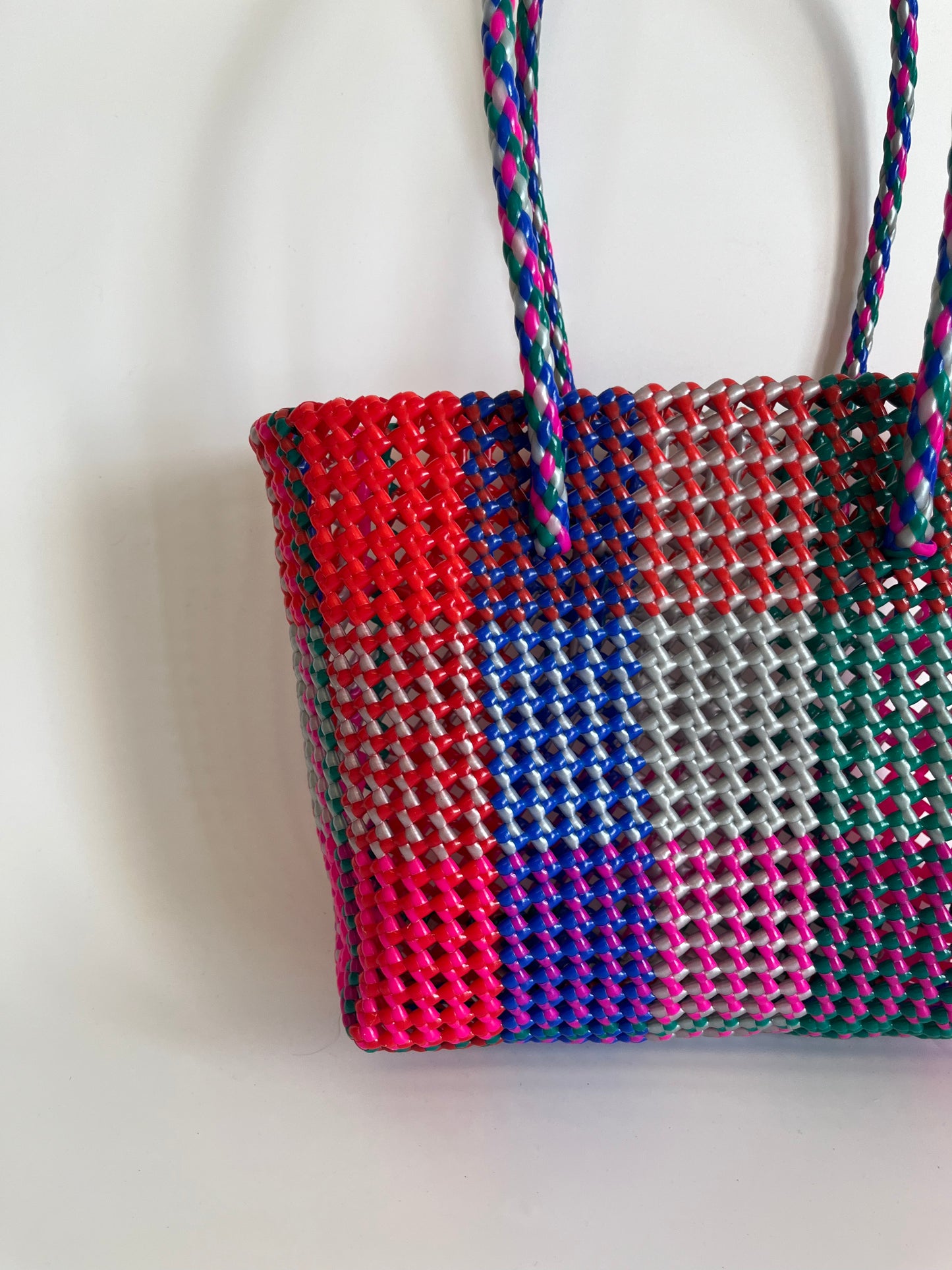 N°470M - SAC CABAS TRESSÉ MAIN - MOYEN - multicolors