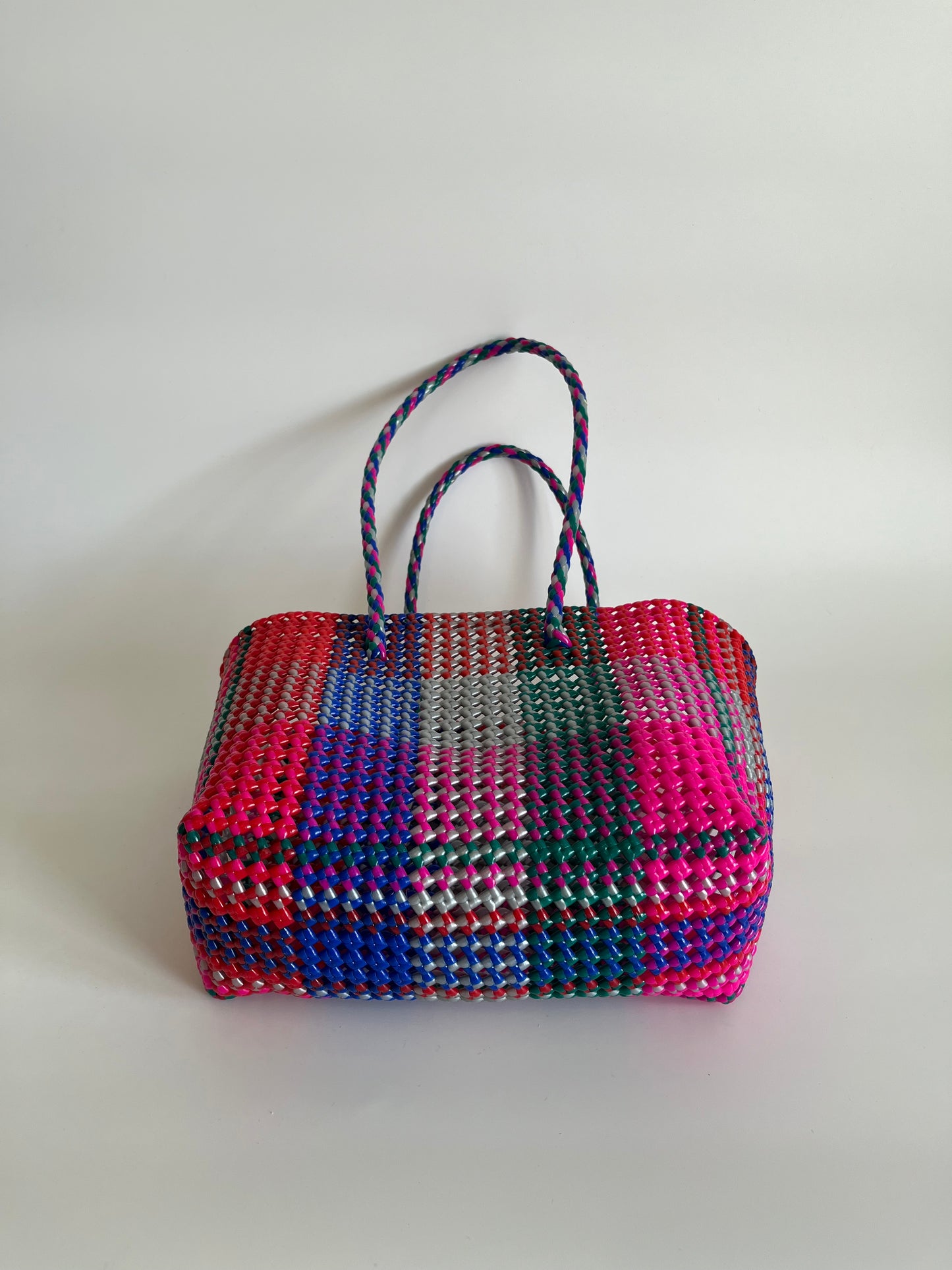 N°470M - SAC CABAS TRESSÉ MAIN - MOYEN - multicolors