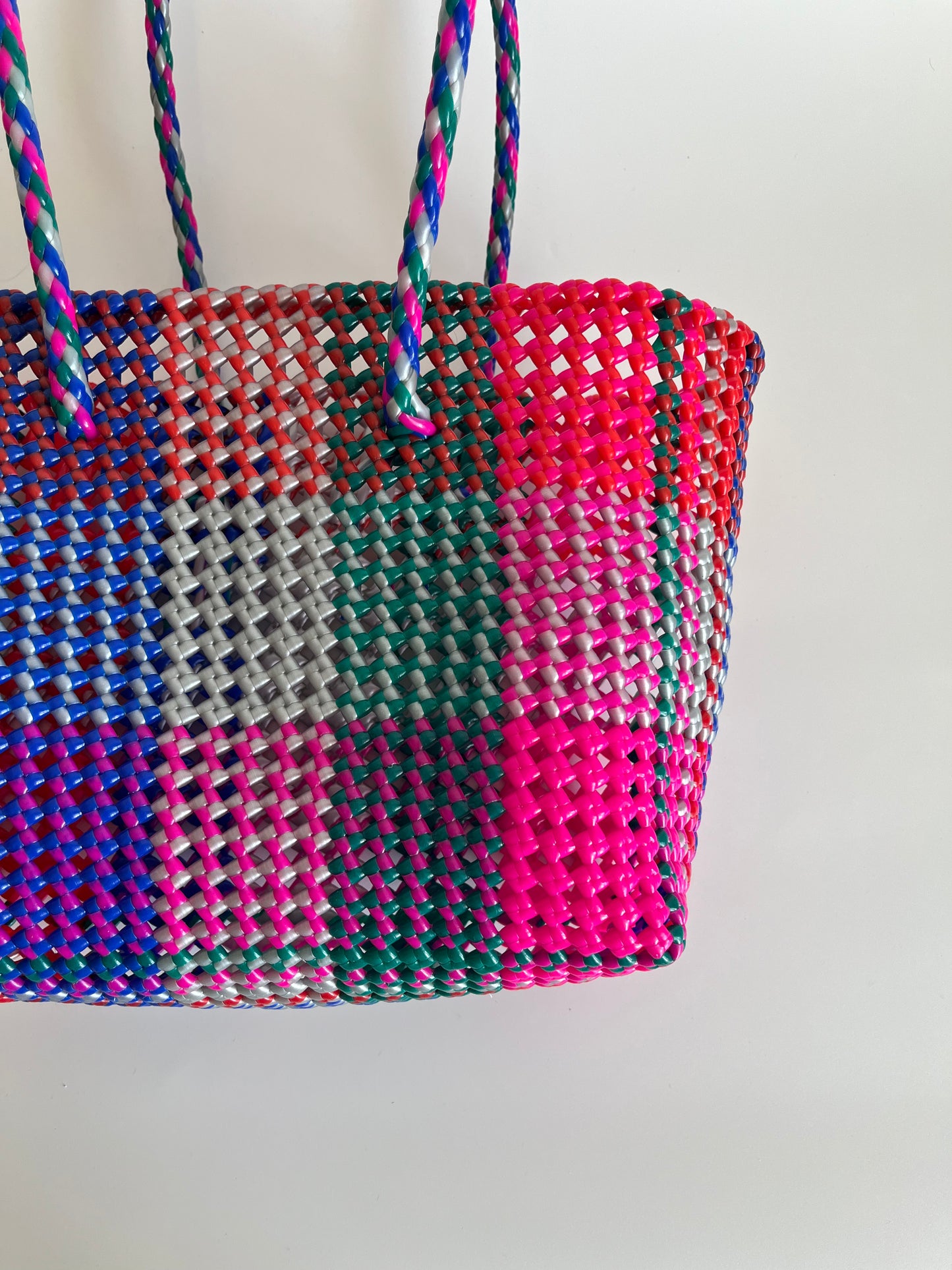 N°470M - SAC CABAS TRESSÉ MAIN - MOYEN - multicolors