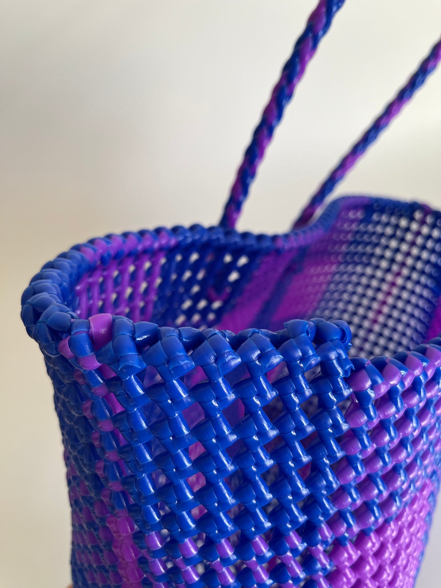 N°5L - SAC PANIER IMPARFAIT - GRAND - violet & bleu foncé