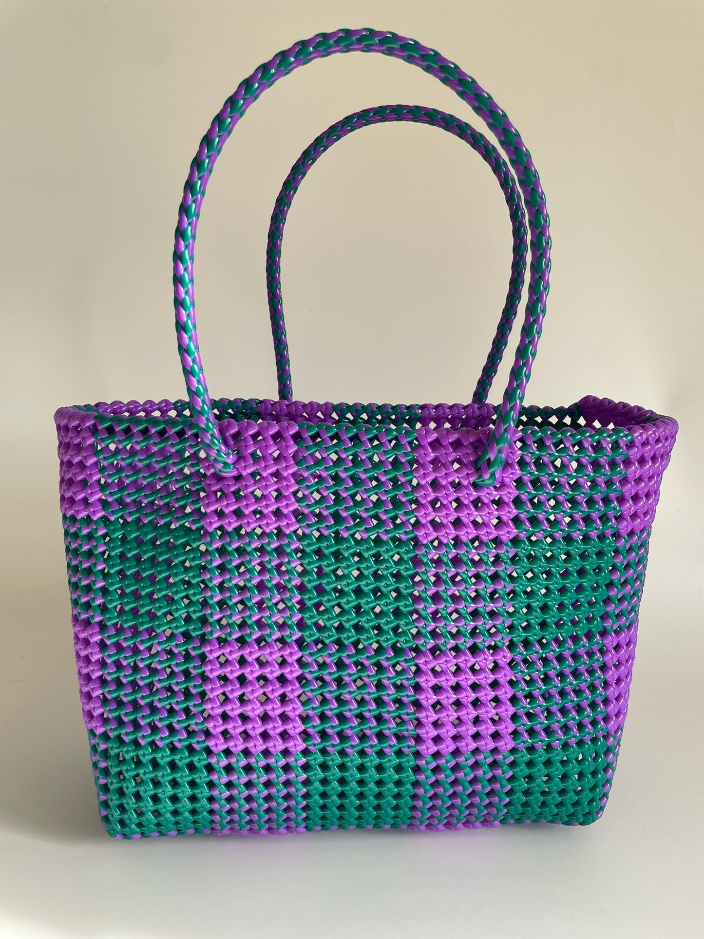 N°91L - SAC COLORÉ - GRAND - violet & vert foncé
