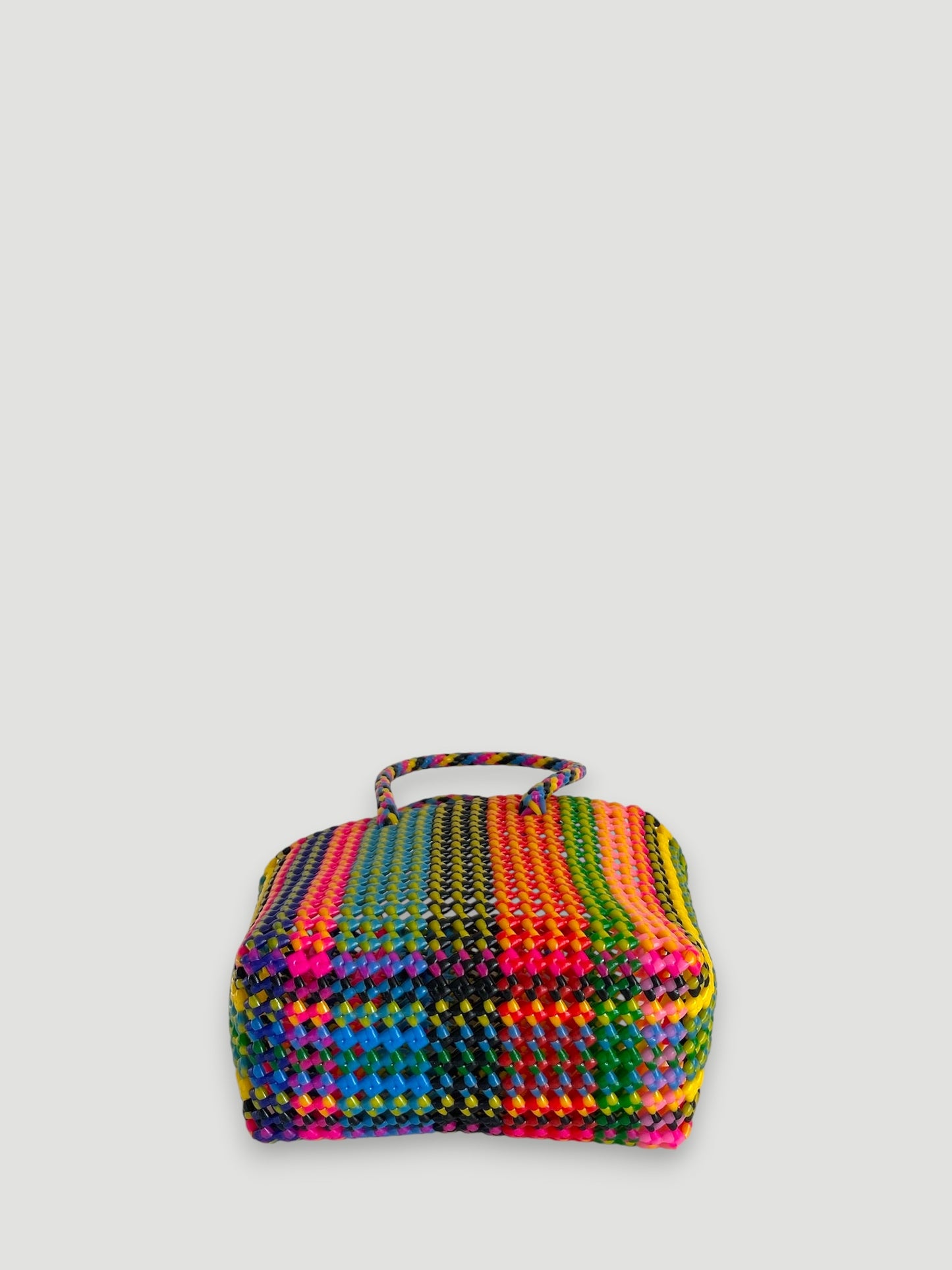 N°253S - SAC PANIER TRESSÉ MAIN - PETIT - multicolors