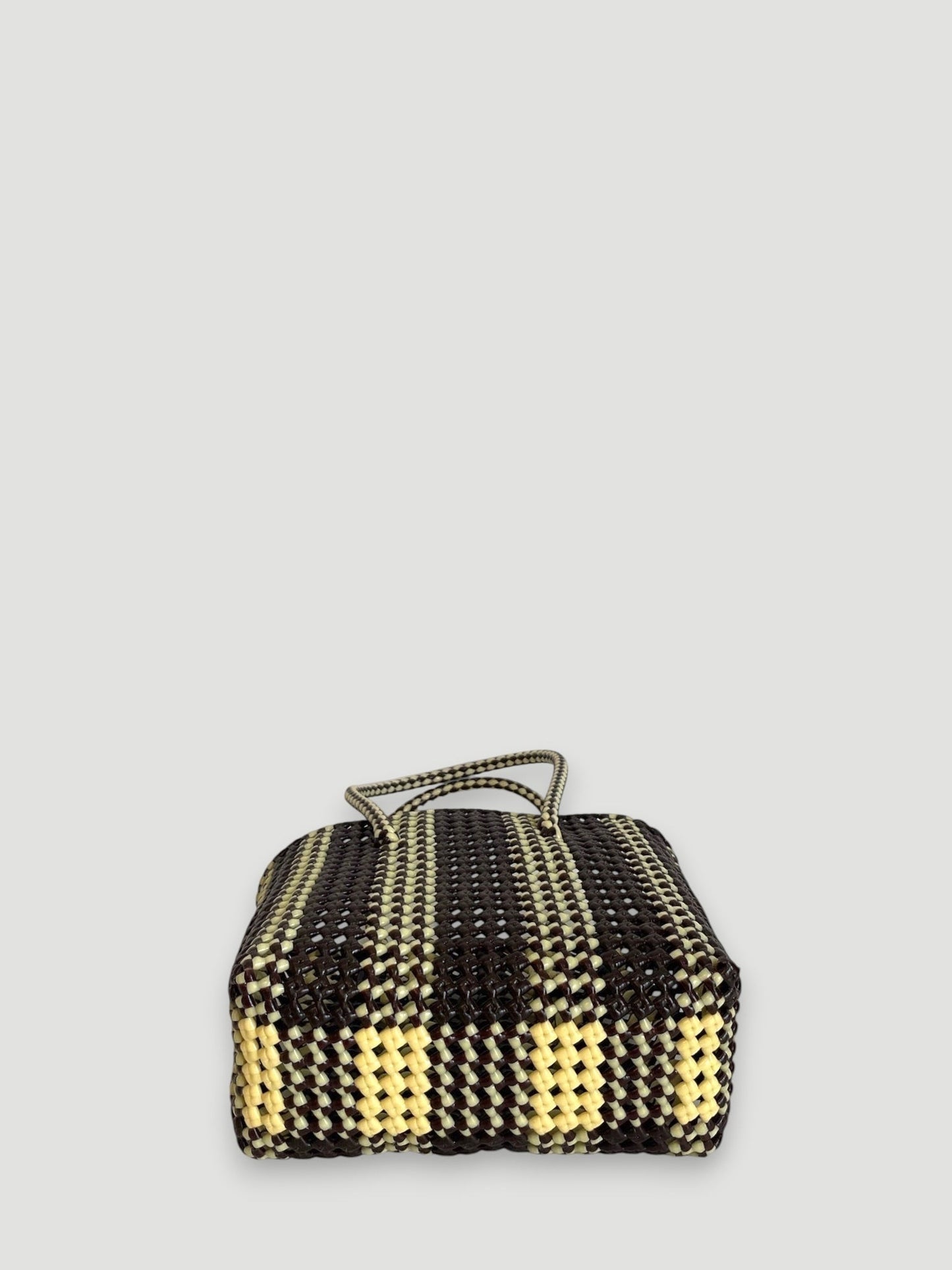 N°181S - SAC PANIER TRESSÉ MAIN - PETIT - marron & crème