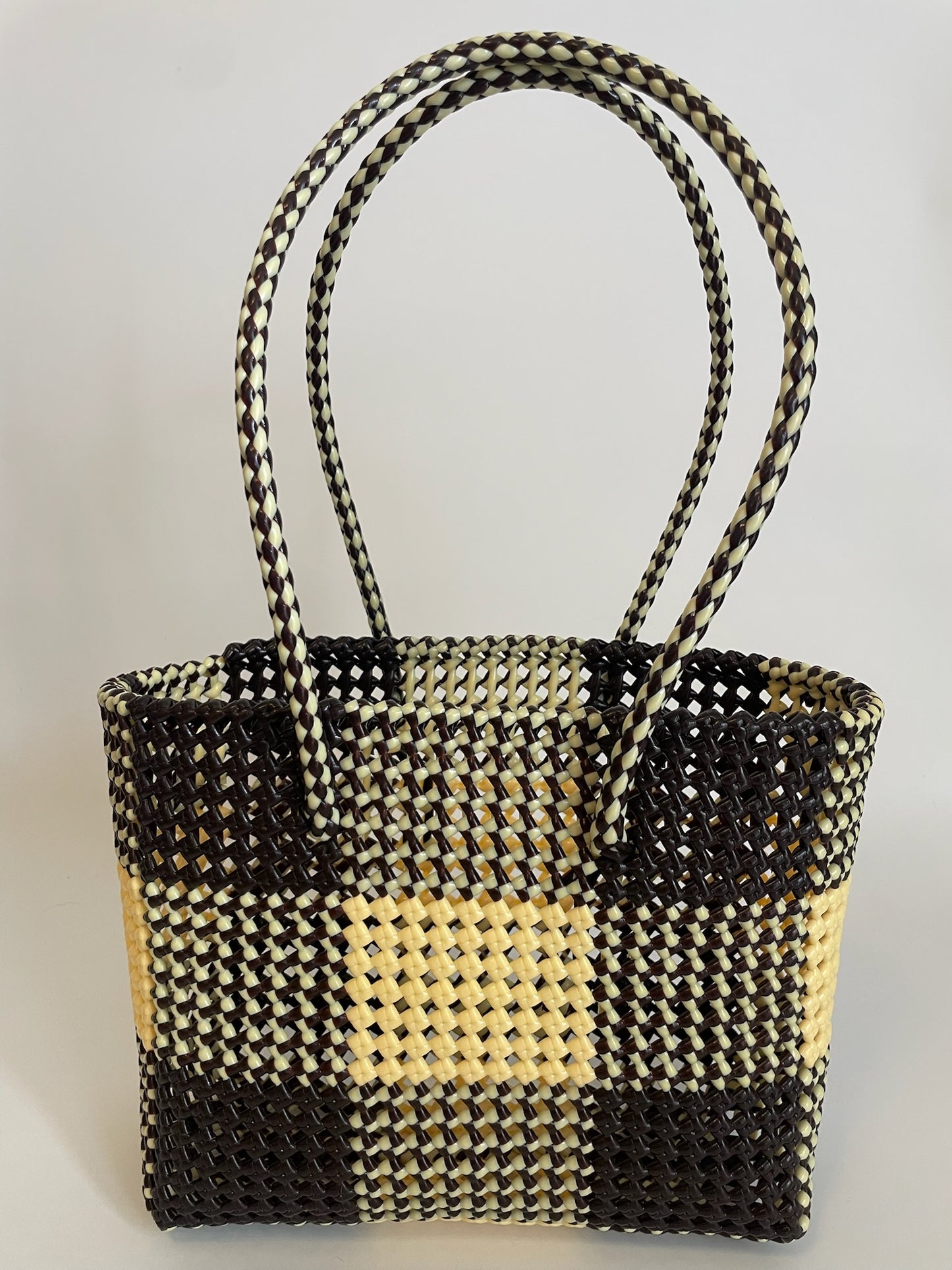 N°181M - SAC COLORÉ - MOYEN - marron & crème