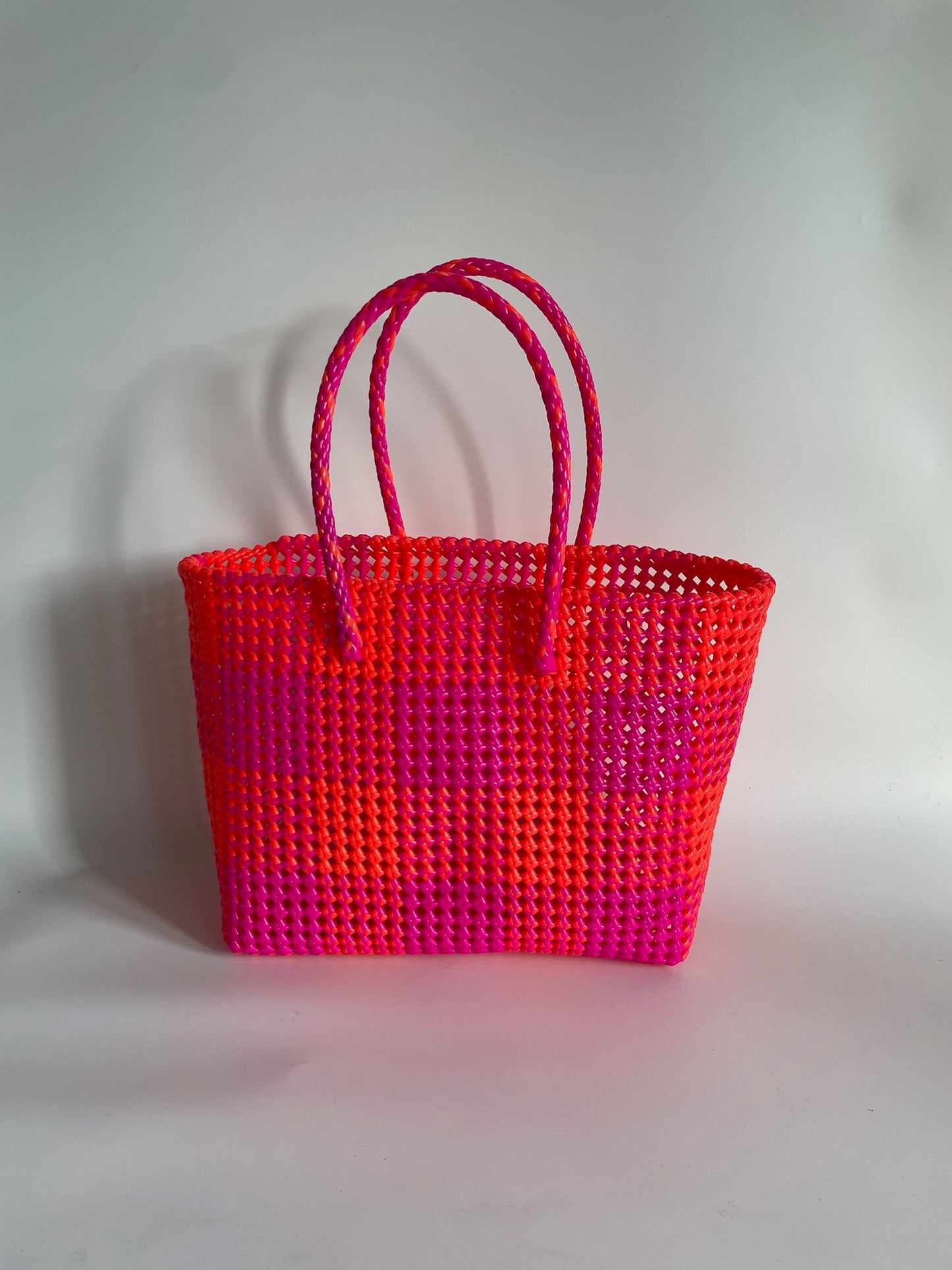 N°242L - SAC COLORÉ - GRAND - rose foncé & orange fluo