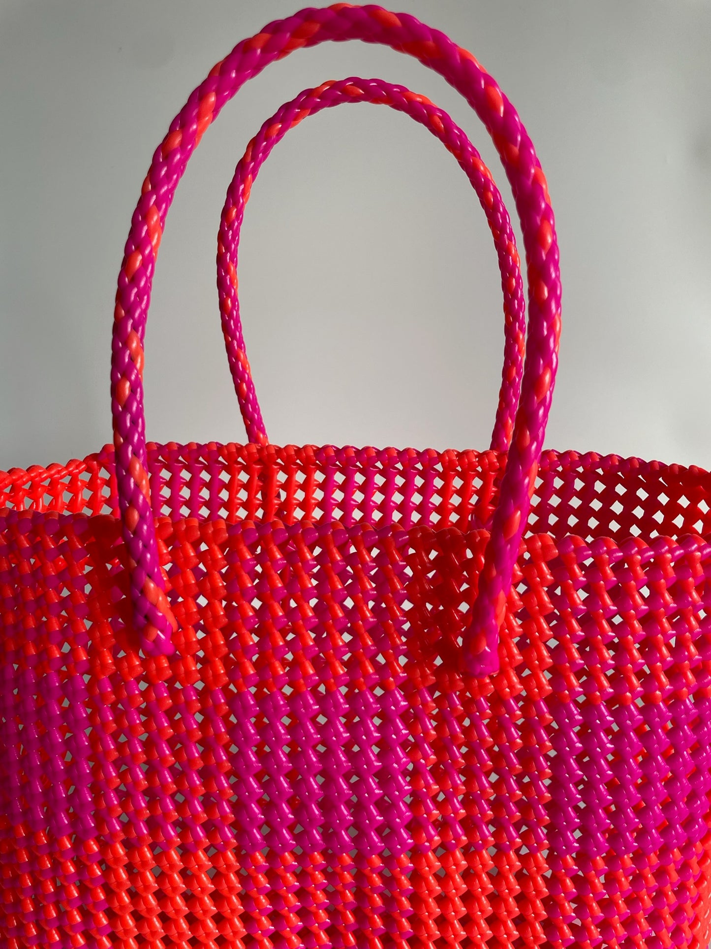 N°242L - SAC COLORÉ - GRAND - rose foncé & orange fluo
