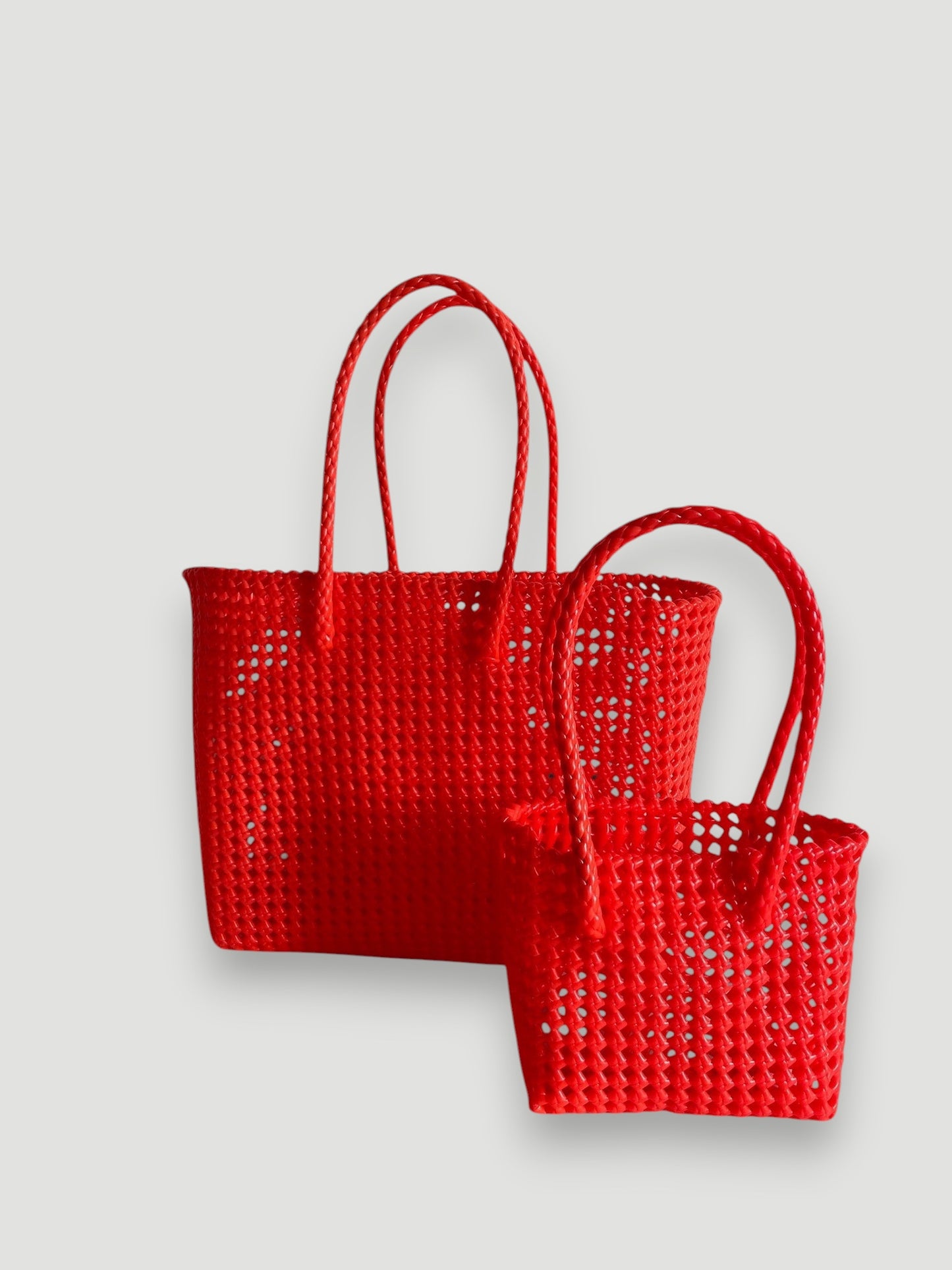 N°197L - SAC PANIER TRESSÉ MAIN - GRAND - orange fluo