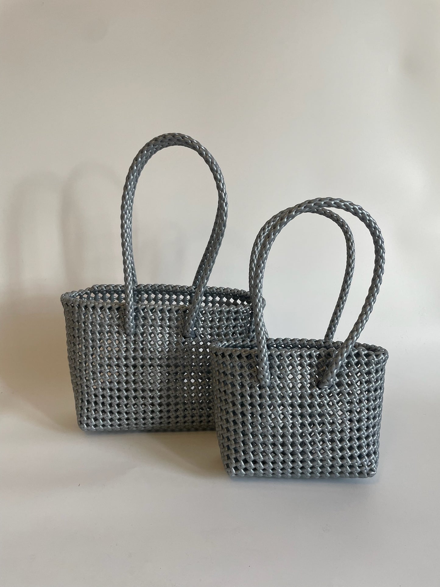 N°138XS - SAC CABAS TRESSÉ MAIN - MINI - argenté