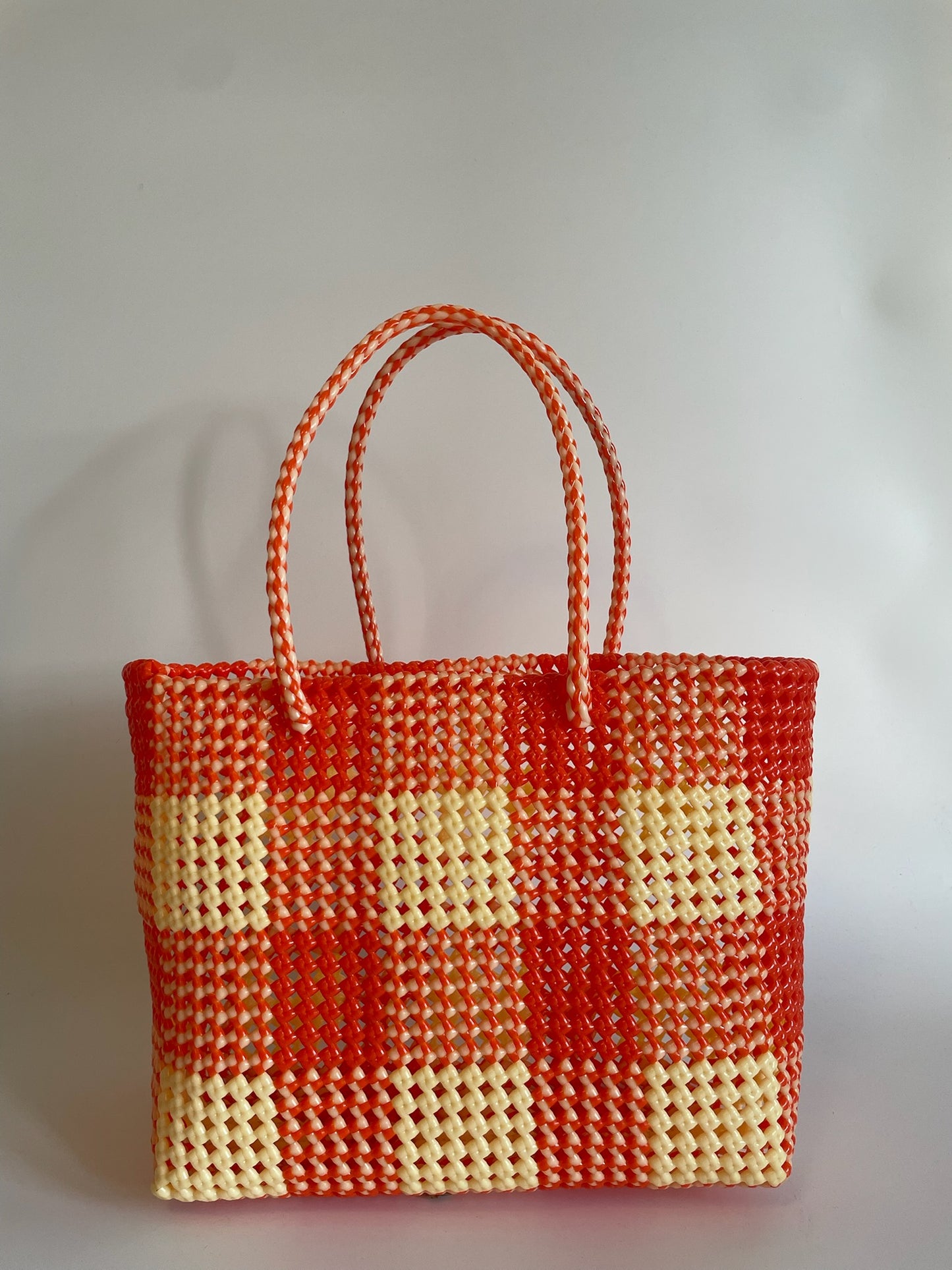 N°37L - SAC COLORÉ - GRAND - orange & crème
