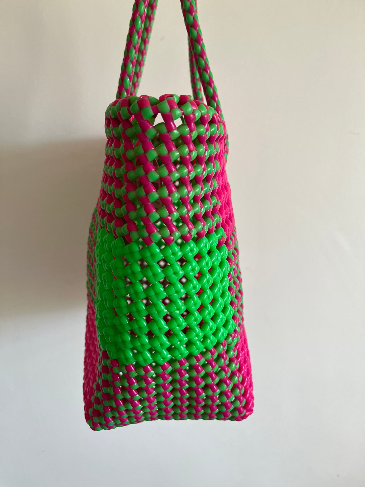 N°20M - SAC CABAS IMPARFAIT - MOYEN - rose fluo & vert fluo