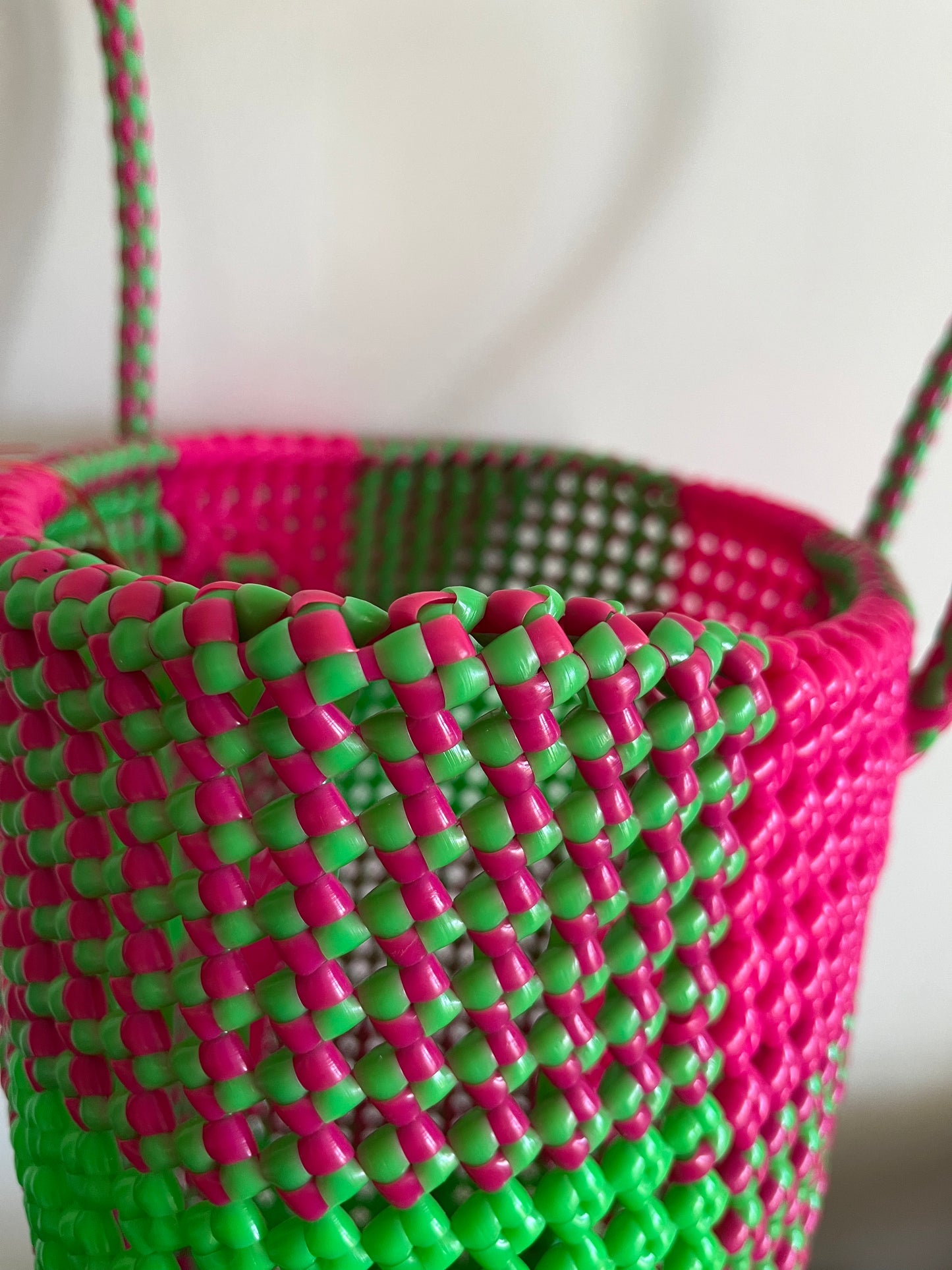 N°20M - SAC CABAS IMPARFAIT - MOYEN - rose fluo & vert fluo