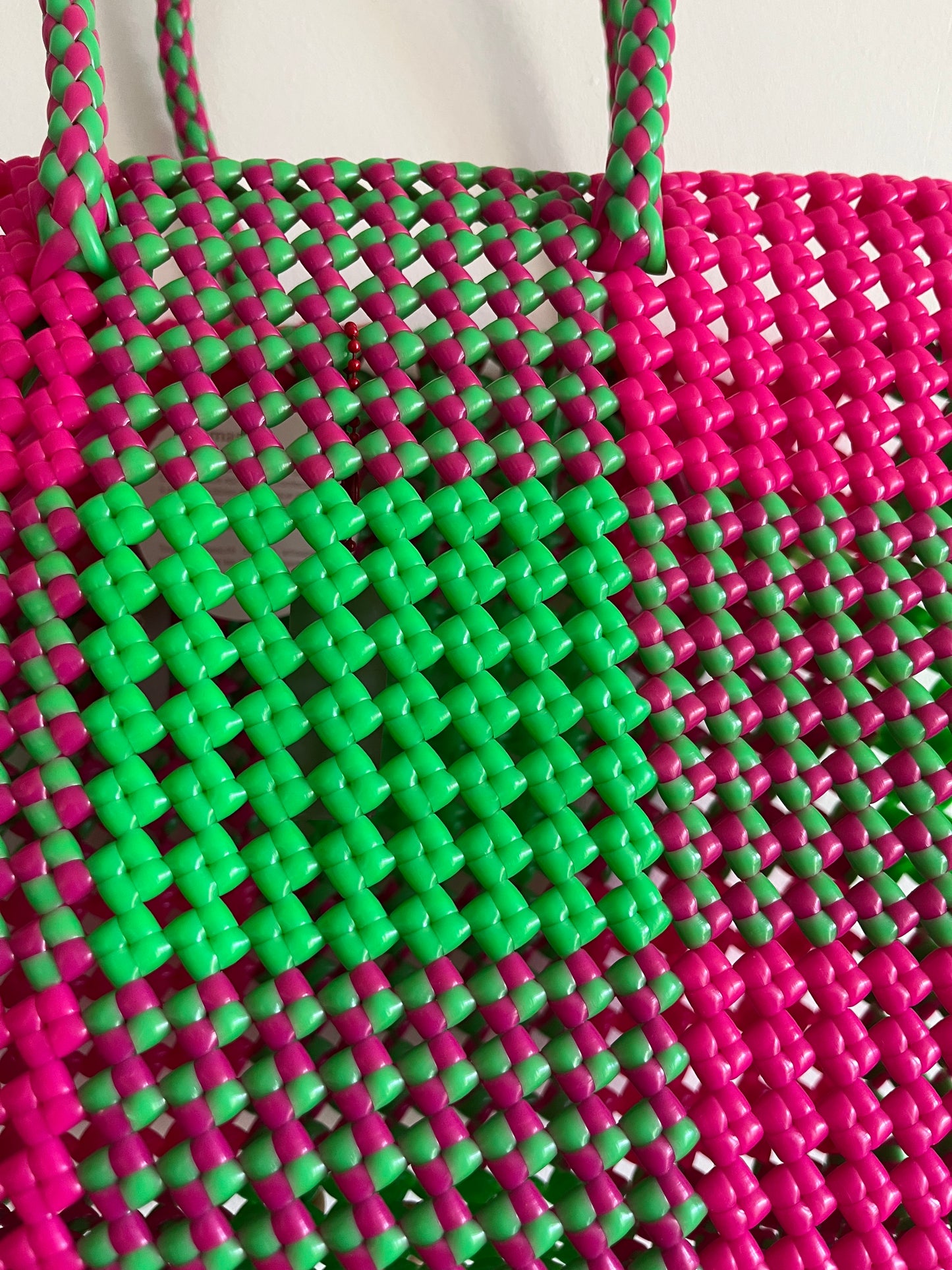 N°20M - SAC CABAS IMPARFAIT - MOYEN - rose fluo & vert fluo