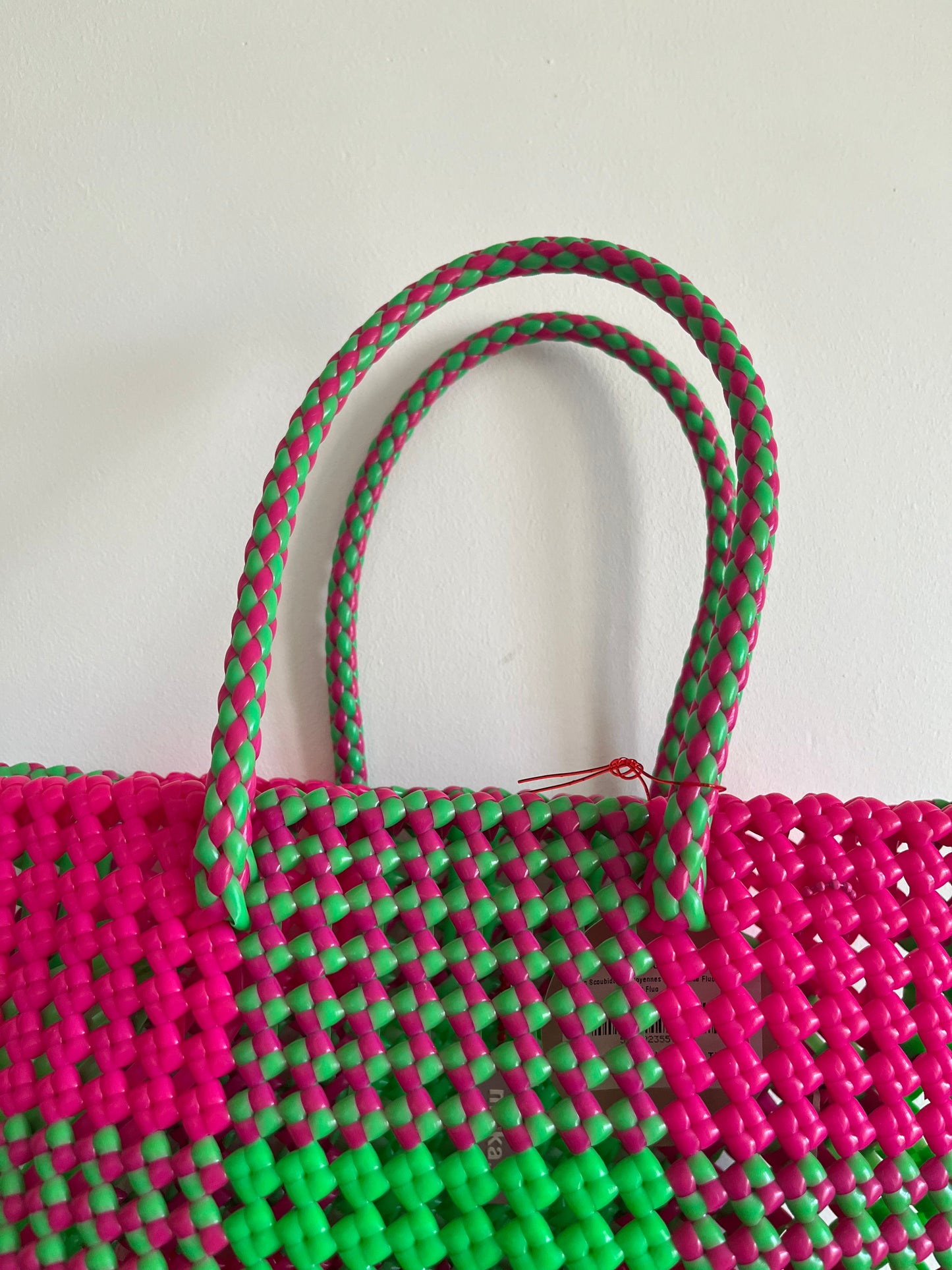 N°20M - SAC CABAS IMPARFAIT - MOYEN - rose fluo & vert fluo
