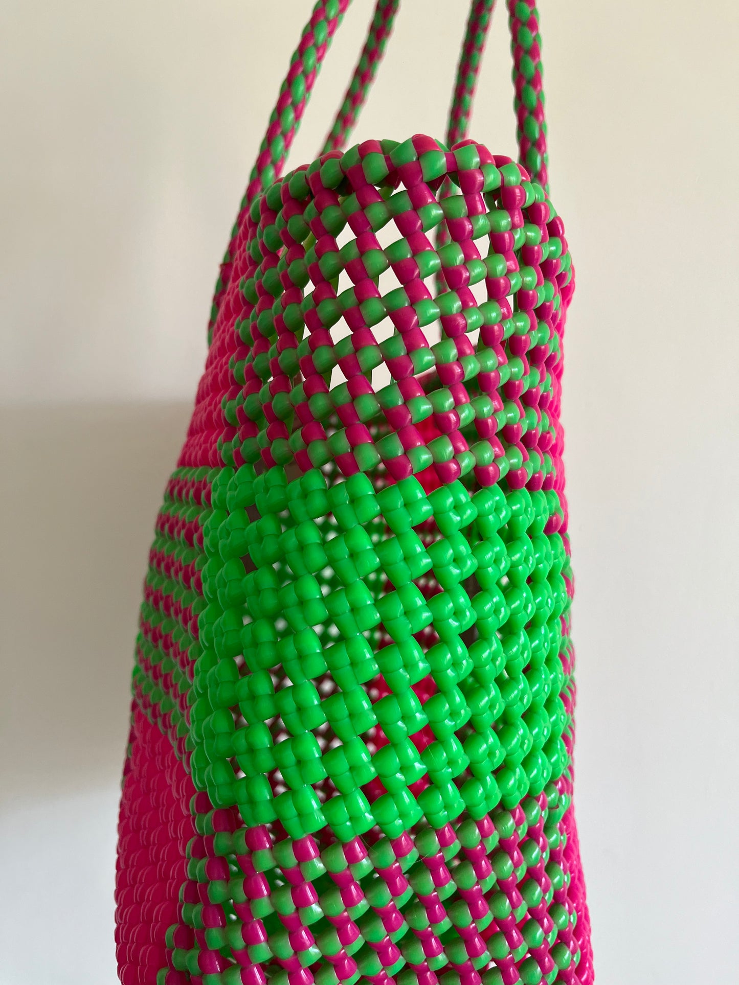 N°20M - SAC CABAS IMPARFAIT - MOYEN - rose fluo & vert fluo