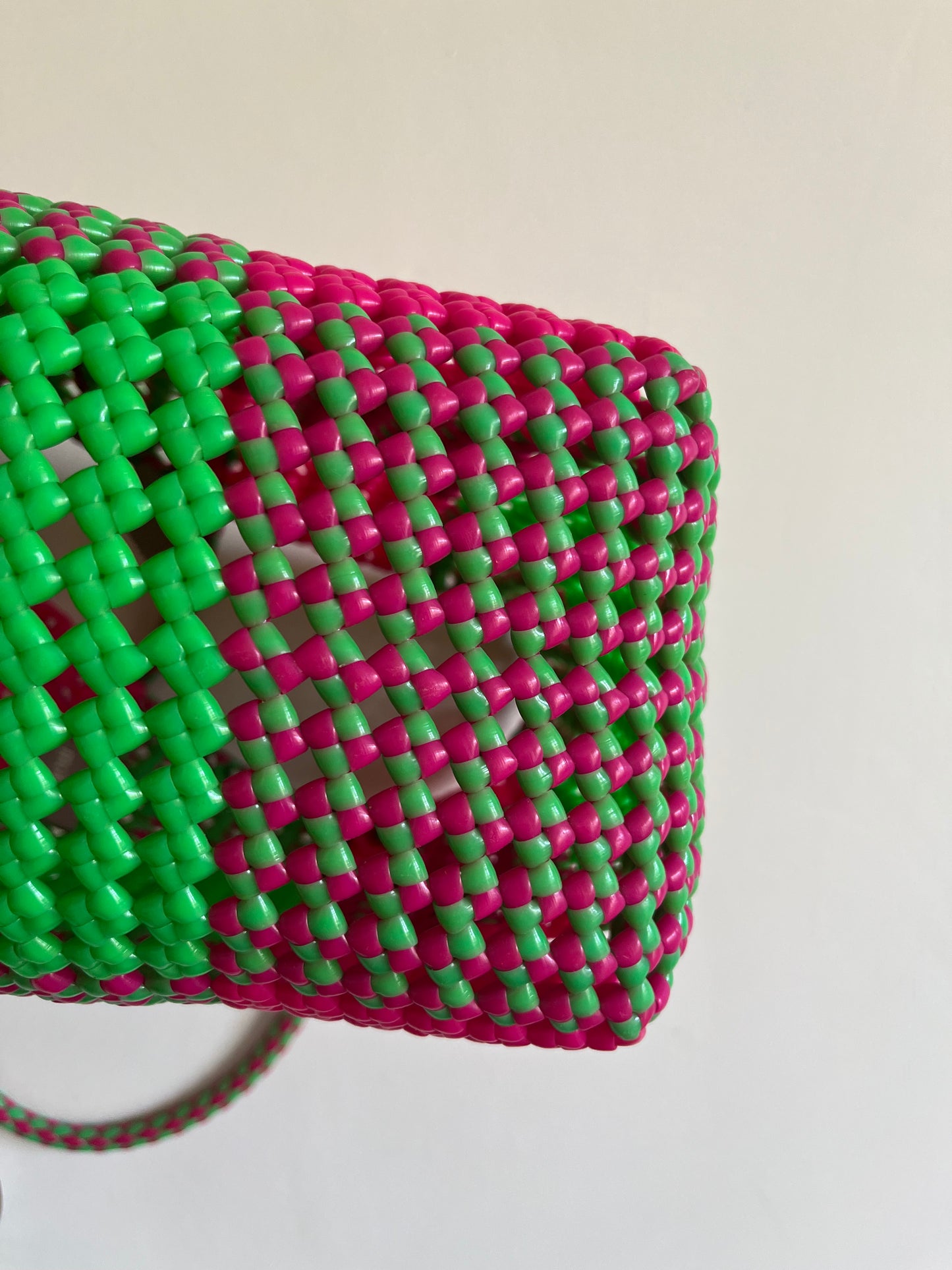 N°20M - SAC CABAS IMPARFAIT - MOYEN - rose fluo & vert fluo