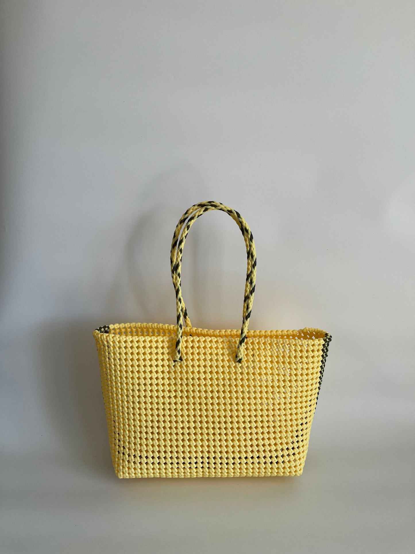 N°347L - SAC CABAS TRESSÉ MAIN - GRAND - crème & kaki