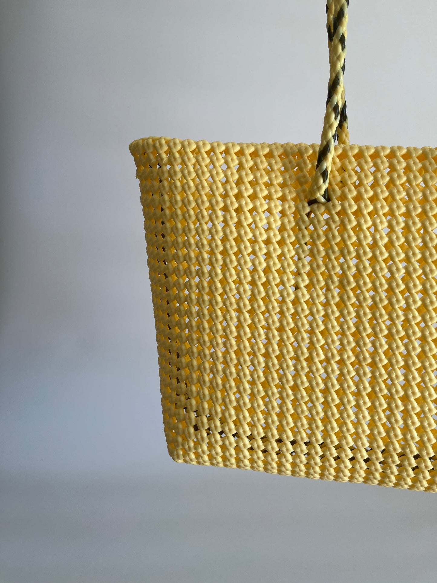 N°347L - SAC CABAS TRESSÉ MAIN - GRAND - crème & kaki