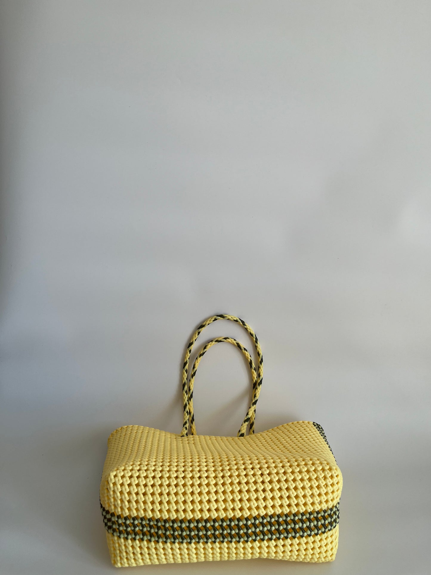 N°347L - SAC CABAS TRESSÉ MAIN - GRAND - crème & kaki