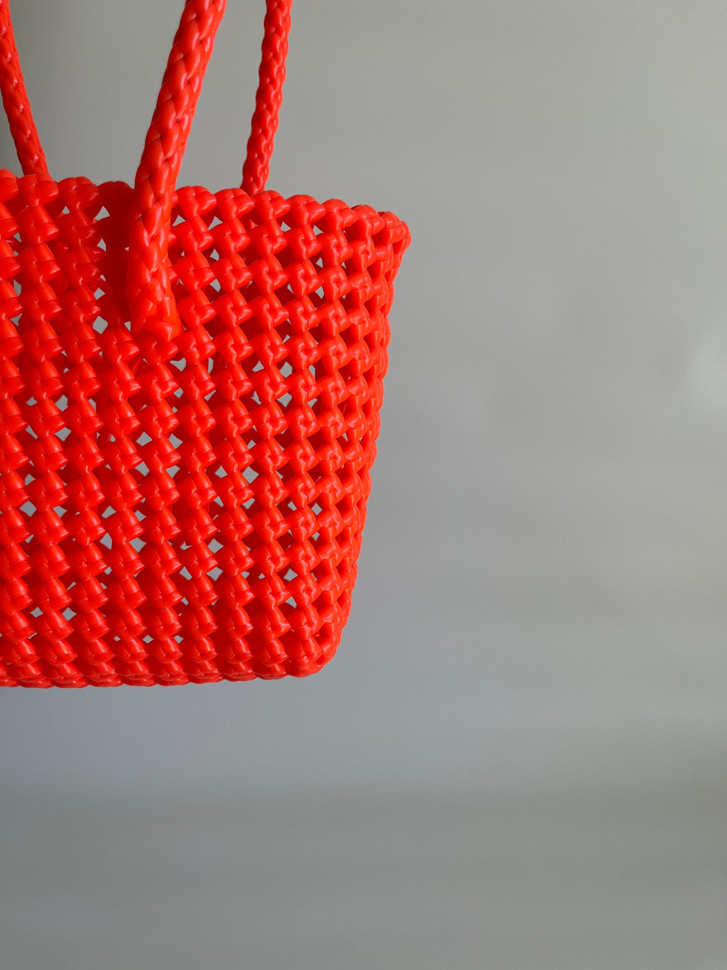 N°197XS - SAC CABAS TRESSÉ MAIN - MINI - orange fluo