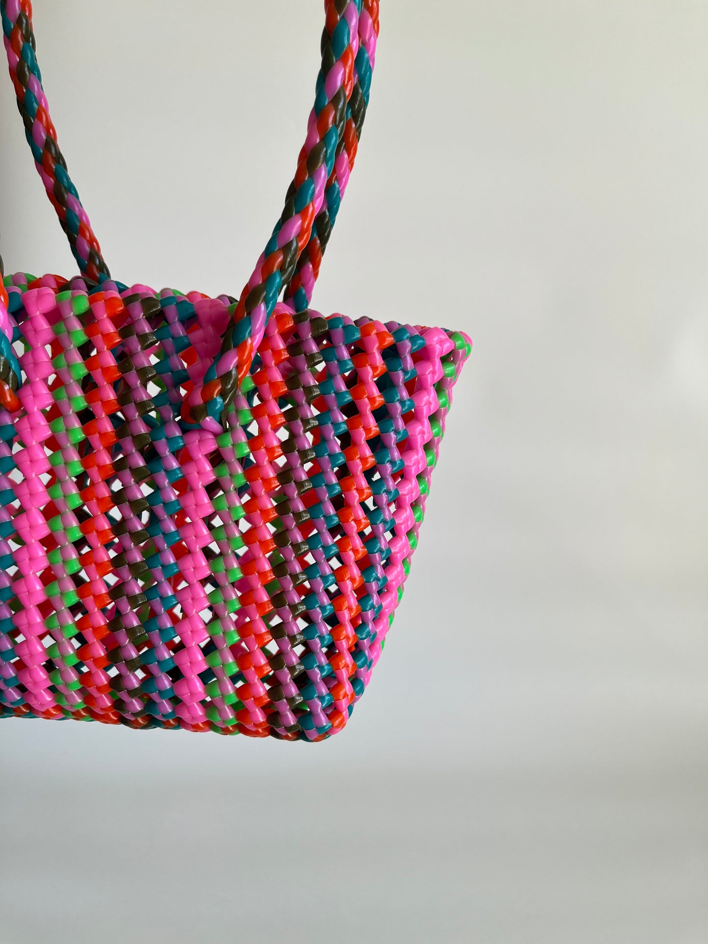N°504XS - SAC CABAS TRESSÉ MAIN - MINI - multicolors