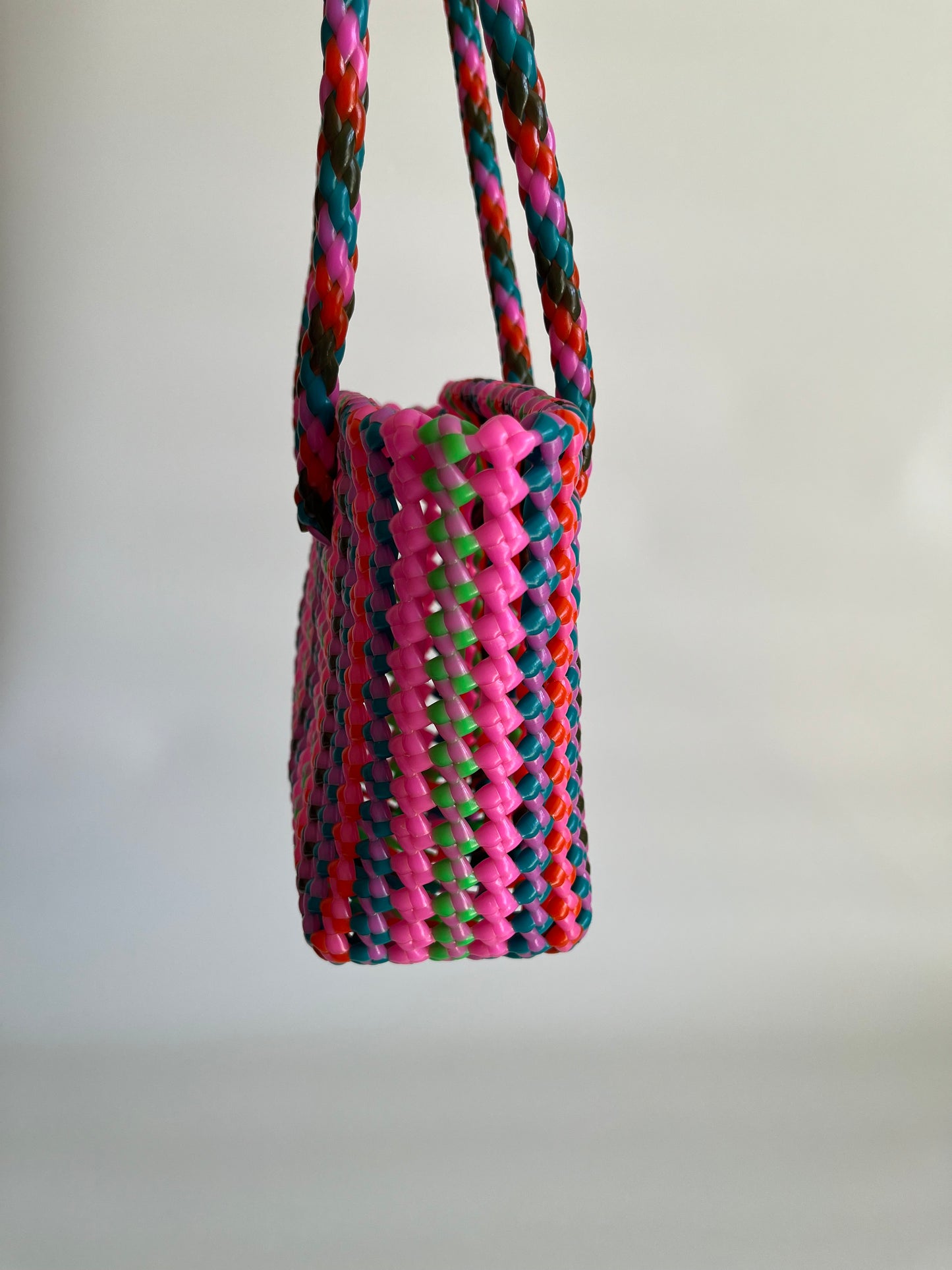 N°504XS - SAC CABAS TRESSÉ MAIN - MINI - multicolors
