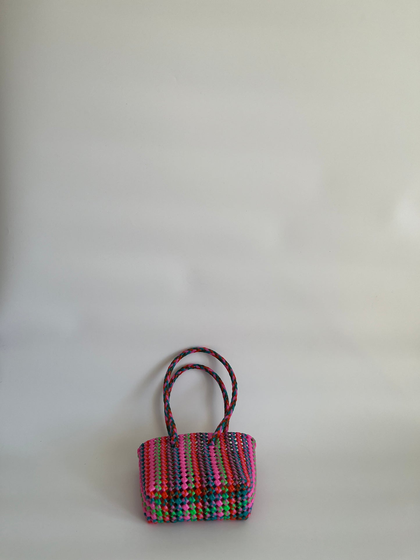 N°504XS - SAC CABAS TRESSÉ MAIN - MINI - multicolors