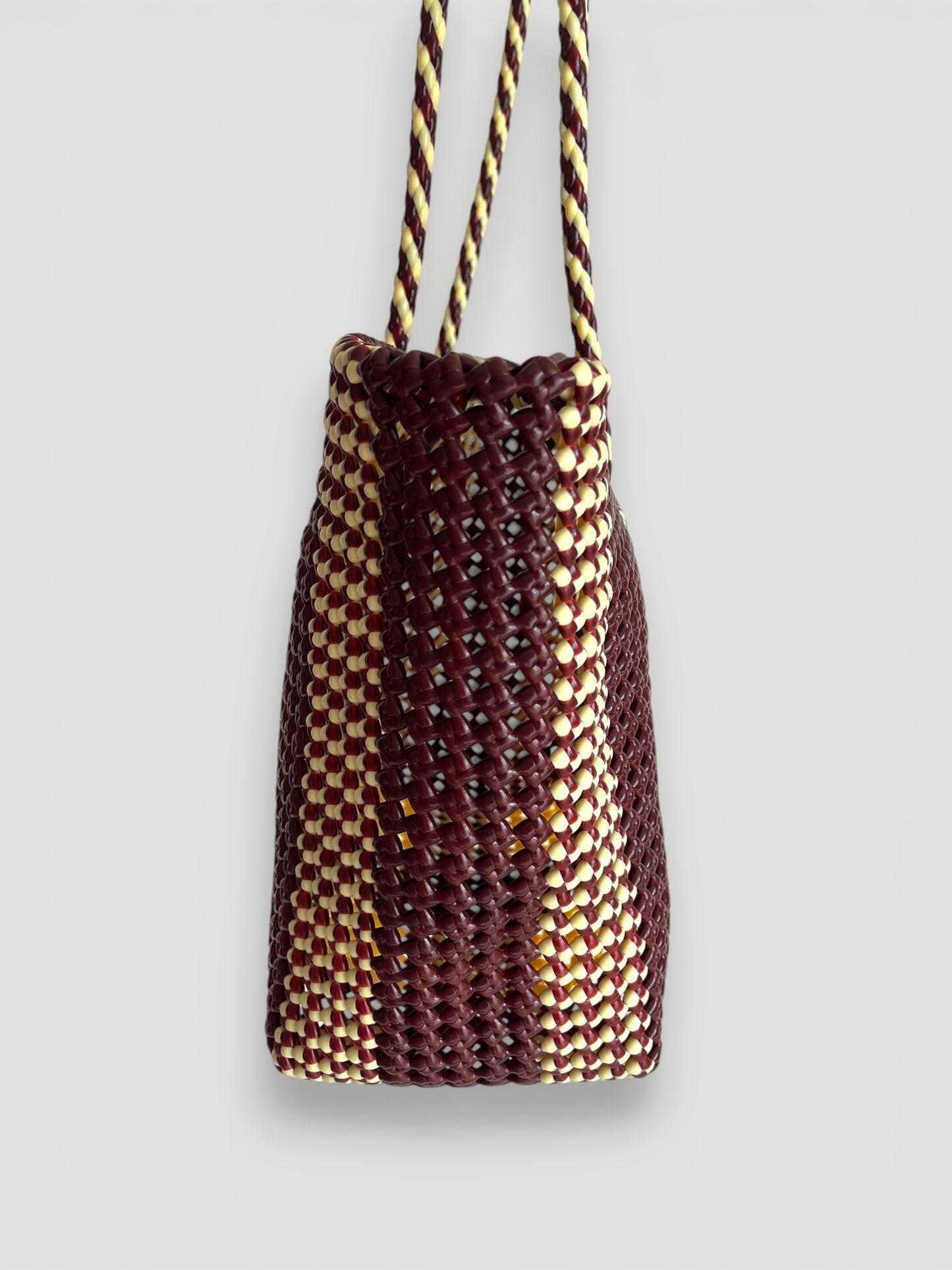 N°181L bis - SAC PANIER TRESSÉ MAIN - GRAND - marron & crème