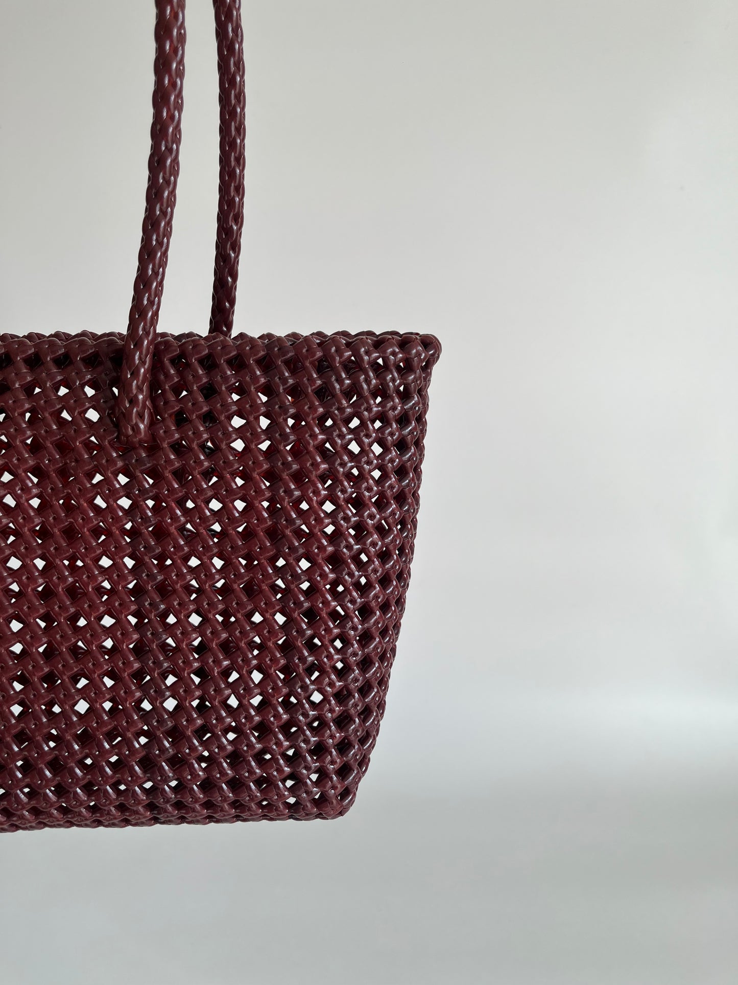 N°257S - SAC PANIER TRESSÉ MAIN - PETIT - bordeaux