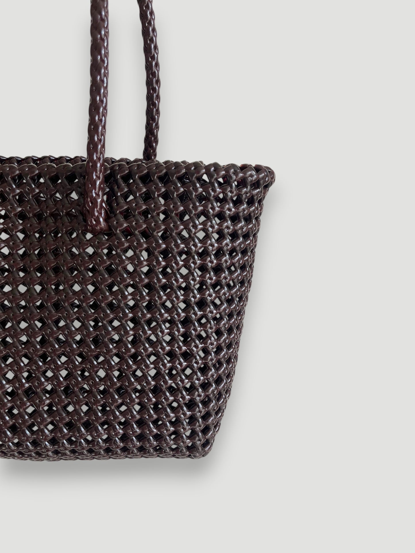 No. 266S - Hand-braided basket bag - small - brown