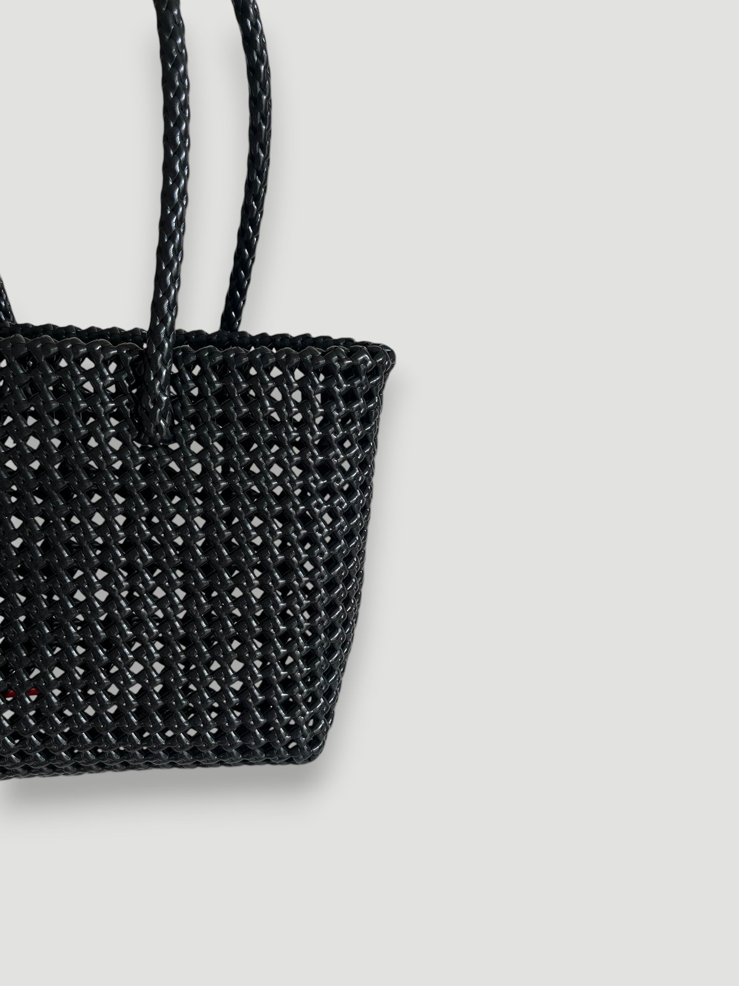 No. 47S - Hand-braided basket bag - small - black