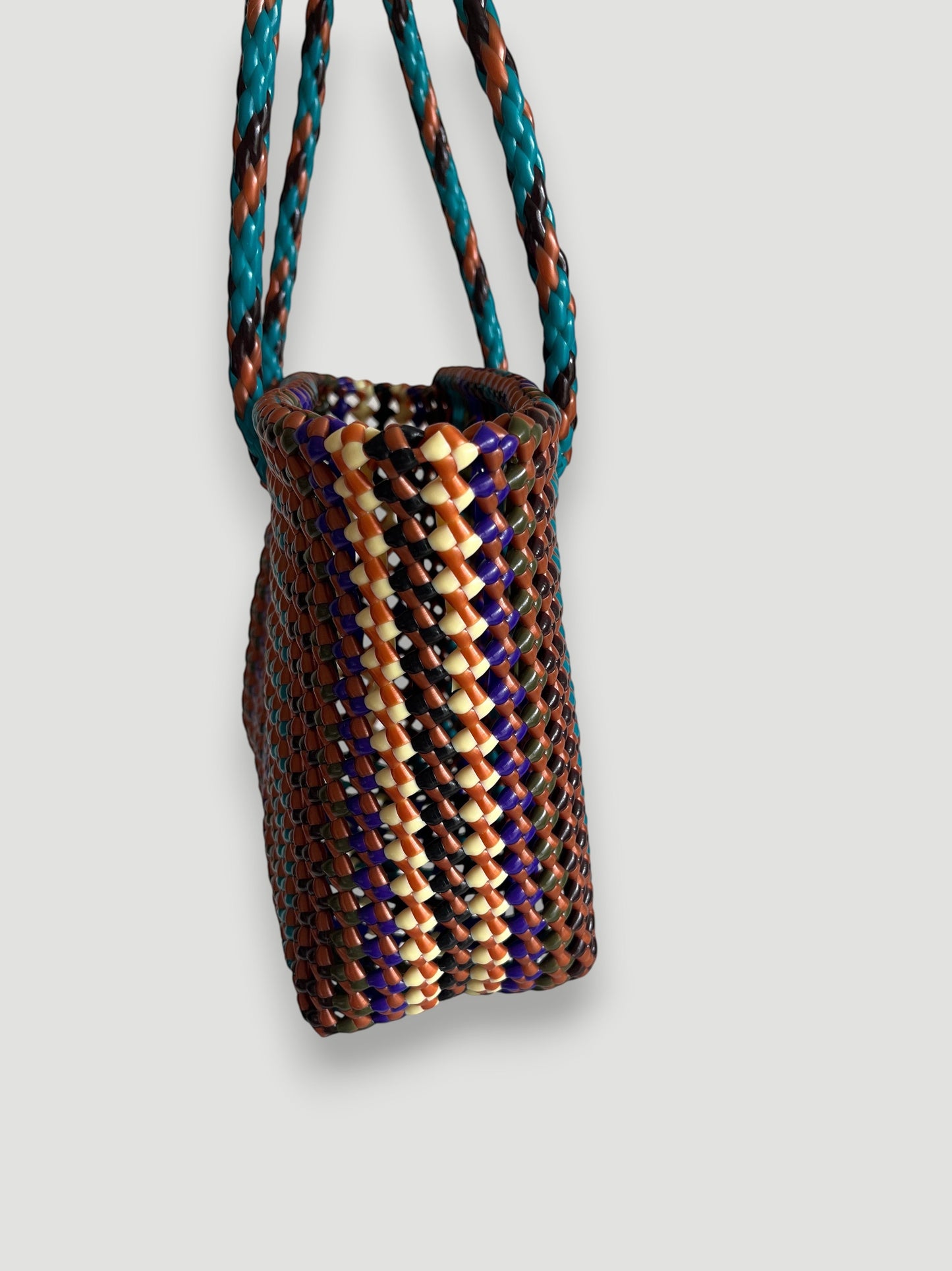 N°510S - SAC PANIER TRESSÉ MAIN - PETIT - multicolors