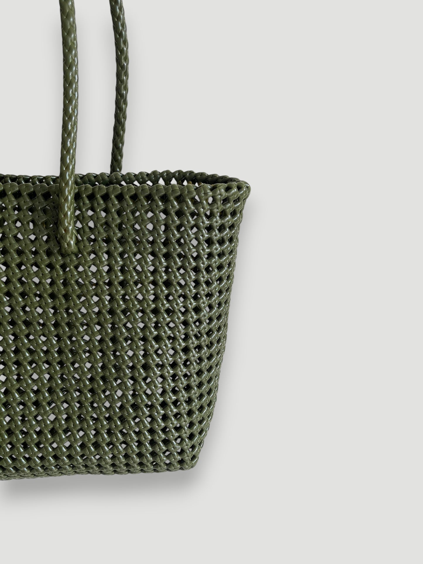 N°45M - SAC PANIER TRESSÉ MAIN - MOYEN - kaki