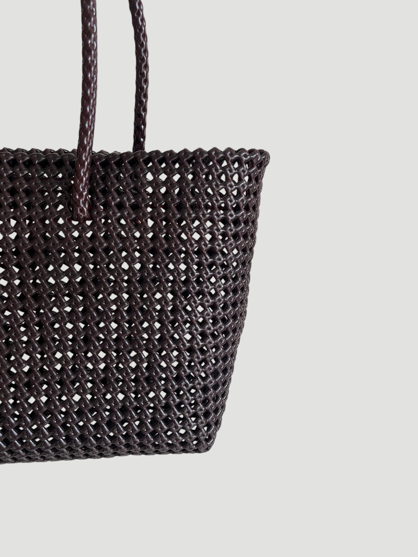 N°266M - SAC PANIER TRESSÉ MAIN - MOYEN - marron