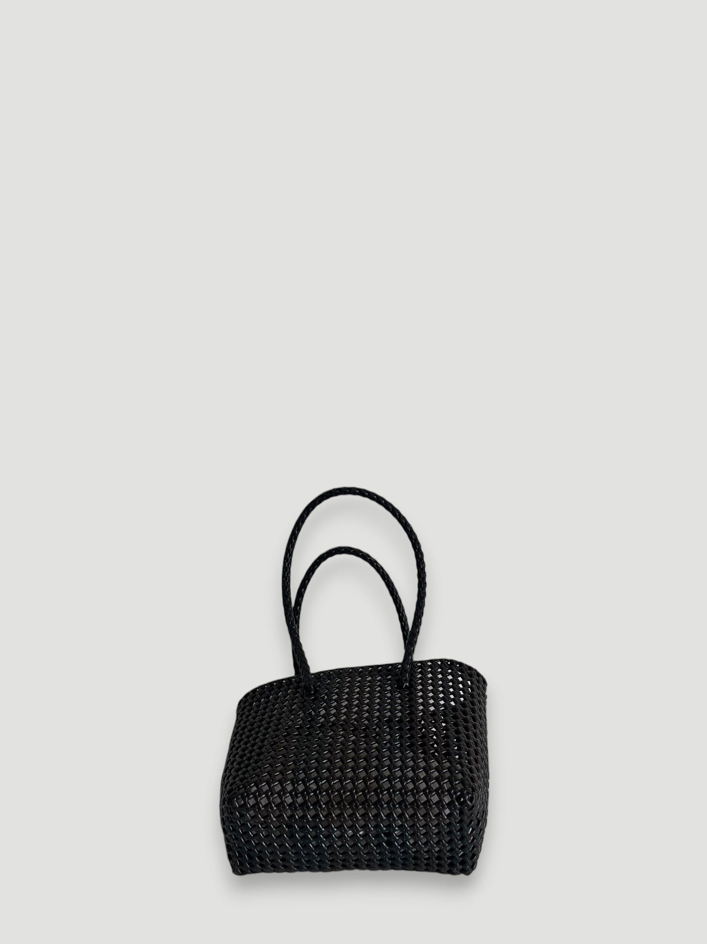 No. 511S - Hand-braided basket bag - small - black & brown