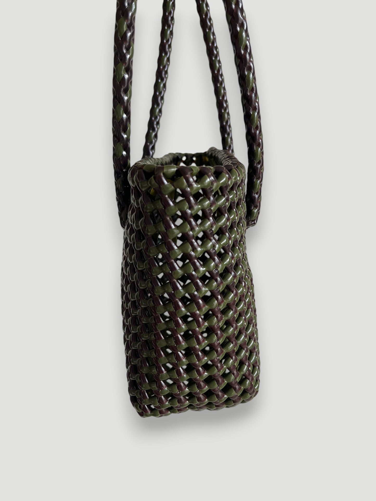 N°254XS - SAC PANIER TRESSÉ MAIN - MINI - marron & kaki