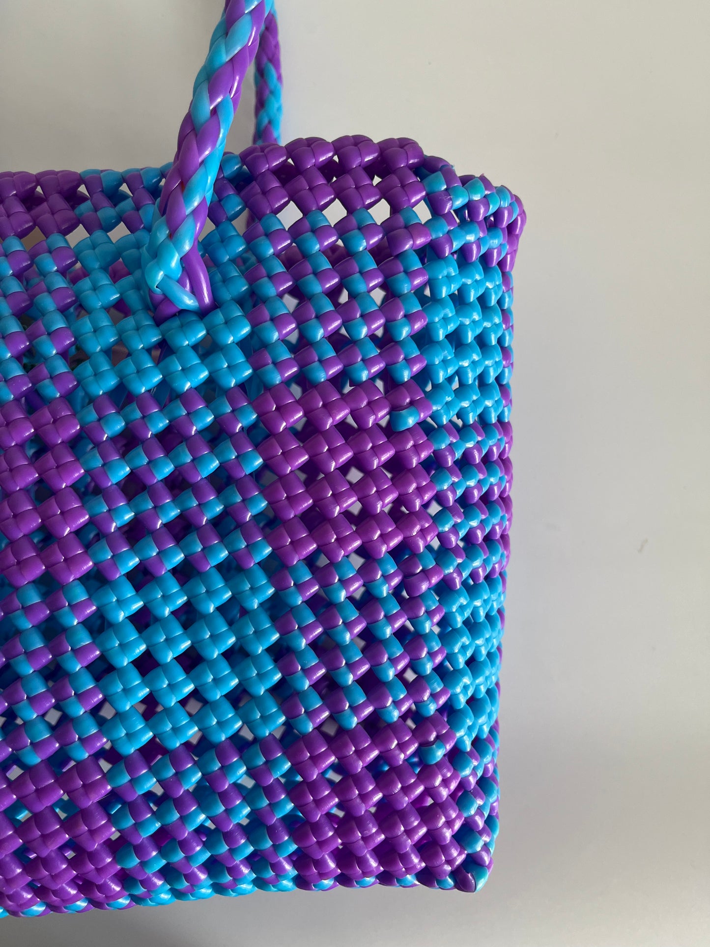 N°4S - SAC CABAS IMPARFAIT - PETIT - bleu clair & violet