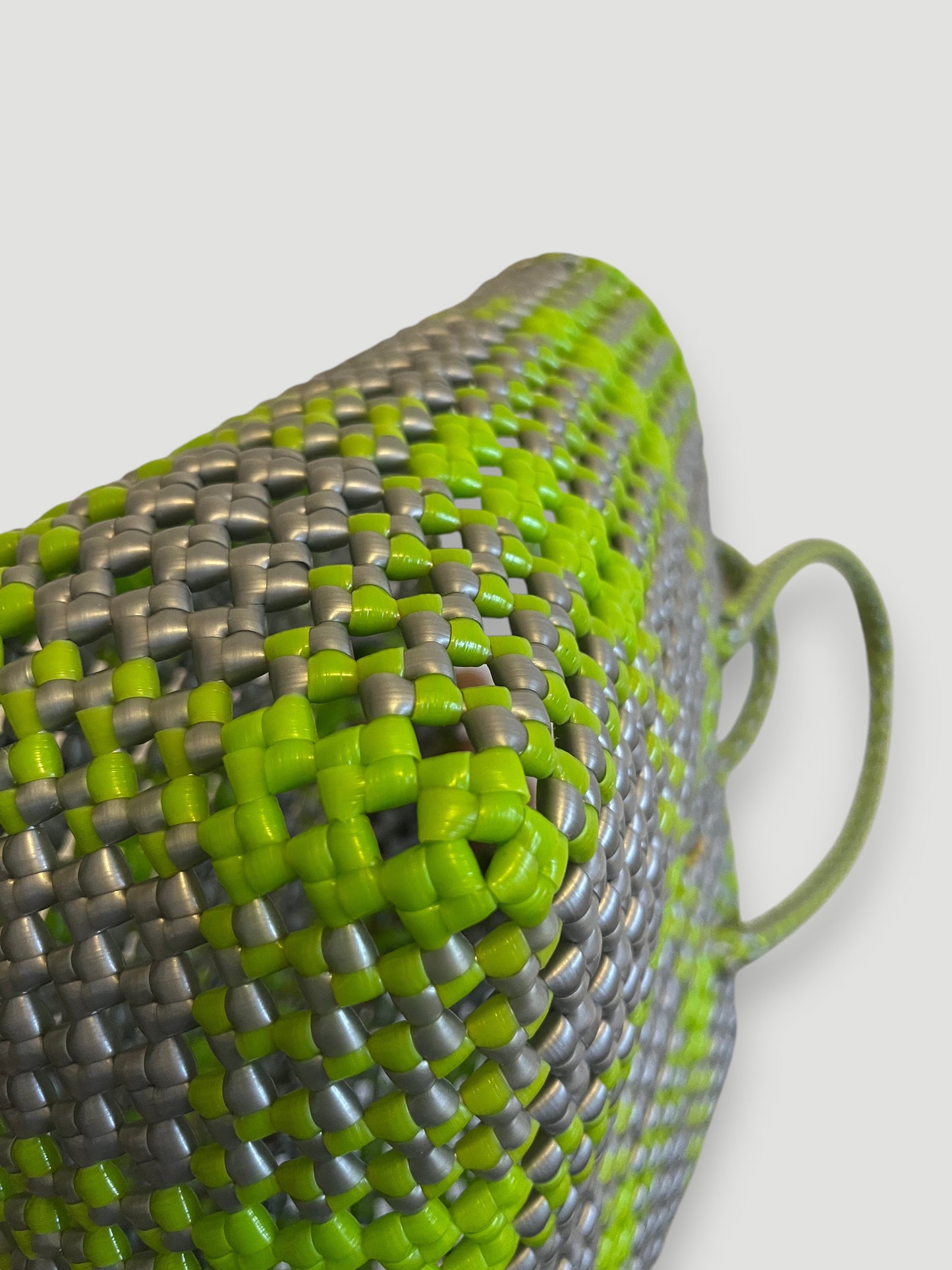 No. 198S - IMPERFECT BASKET BAG - SMALL - silver & light green