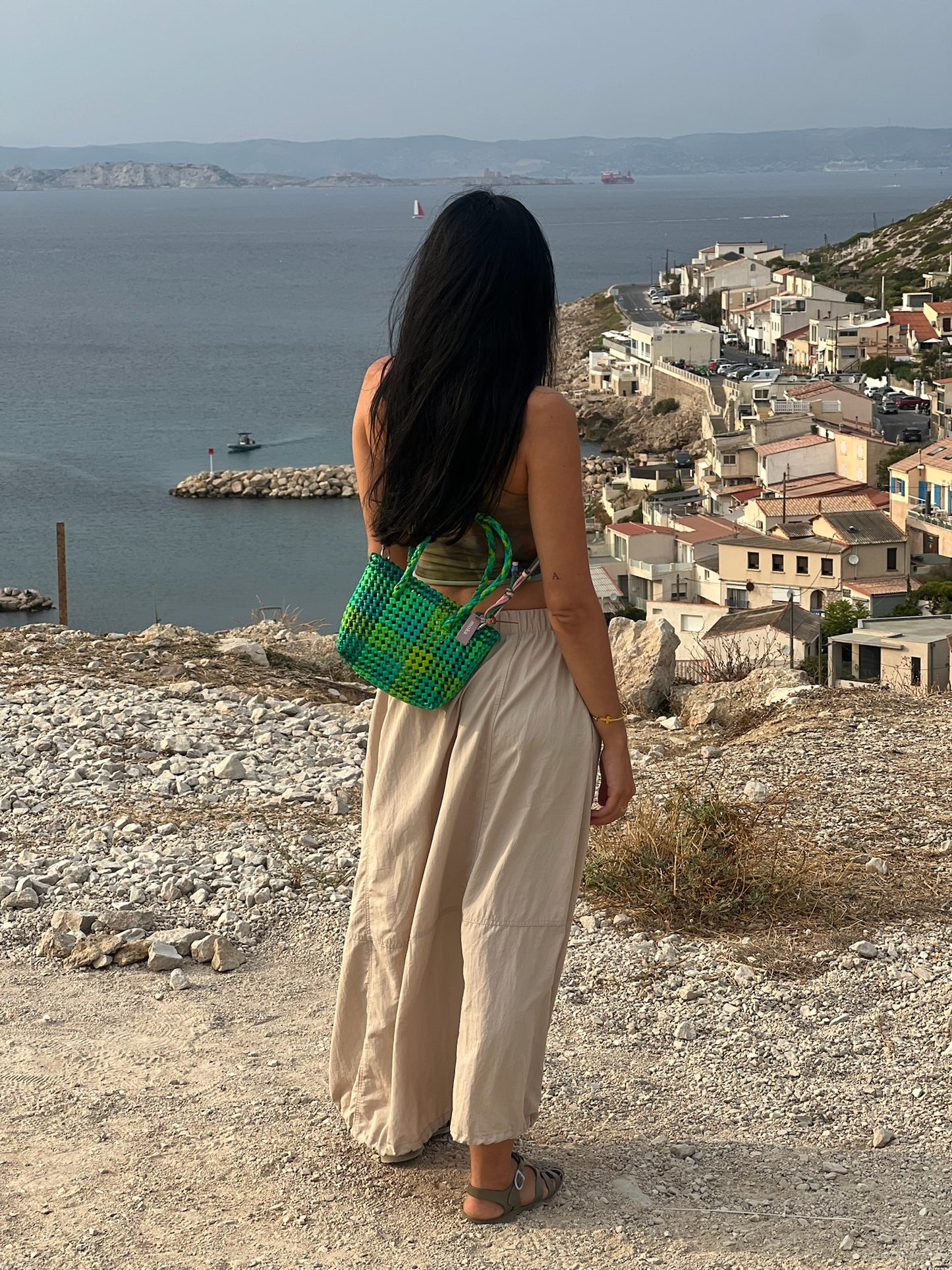 N°142XS - SAC CABAS TRESSÉ MAIN - MINI - multicolors