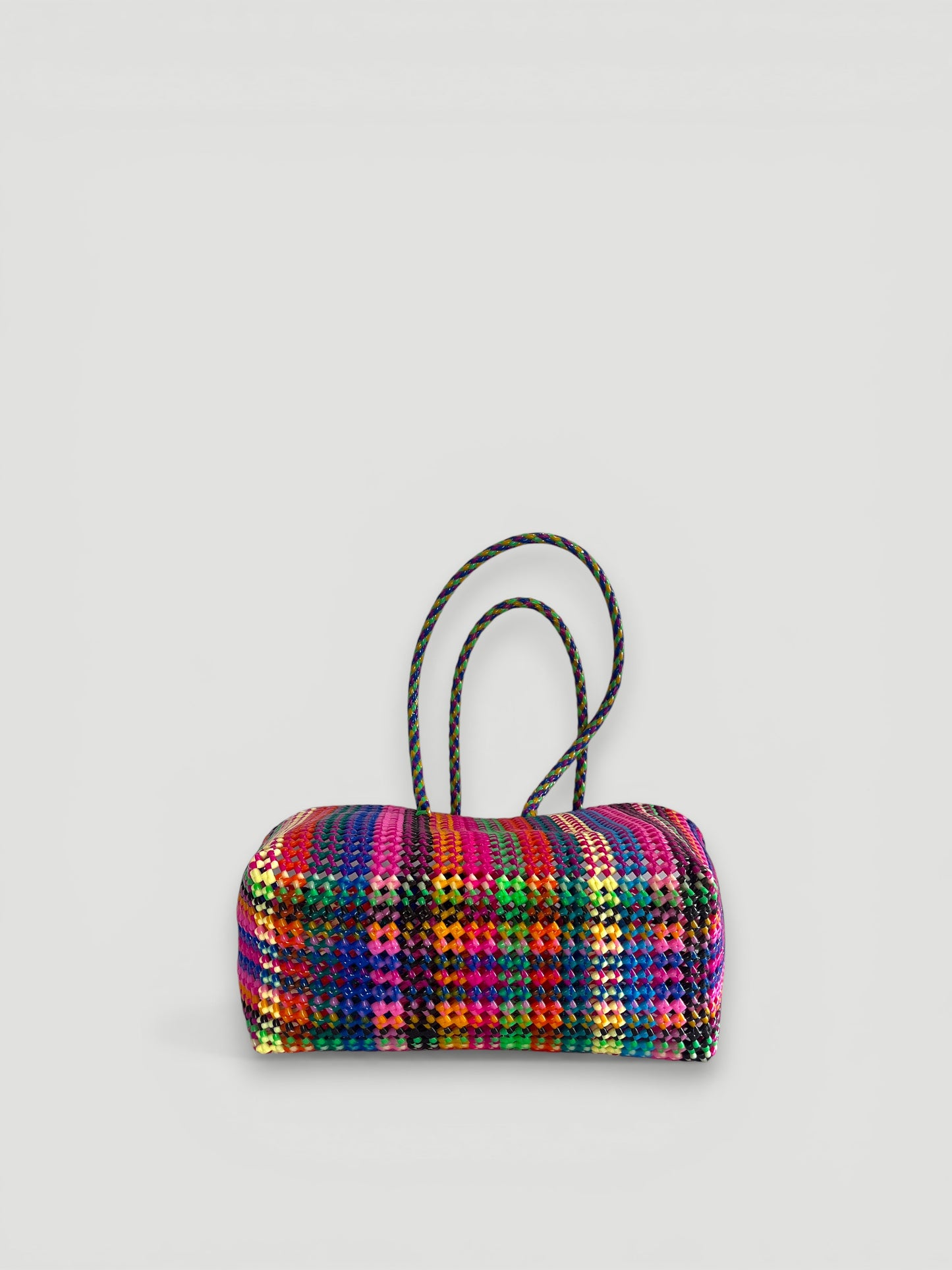 N°518L - SAC PANIER TRESSÉ MAIN - GRAND - multicolors