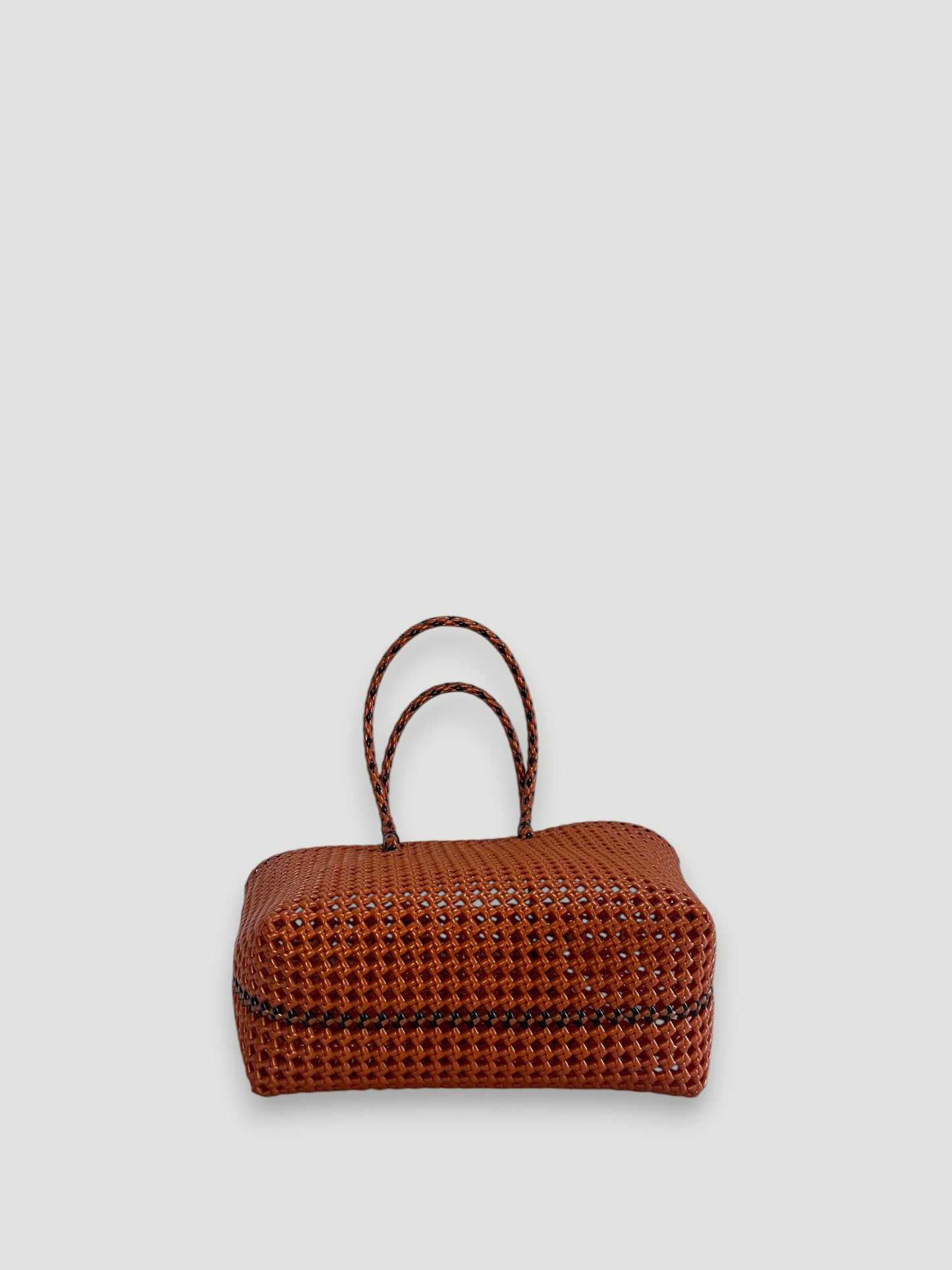 N°315M - SAC PANIER TRESSÉ MAIN - MOYEN - bronze & noir
