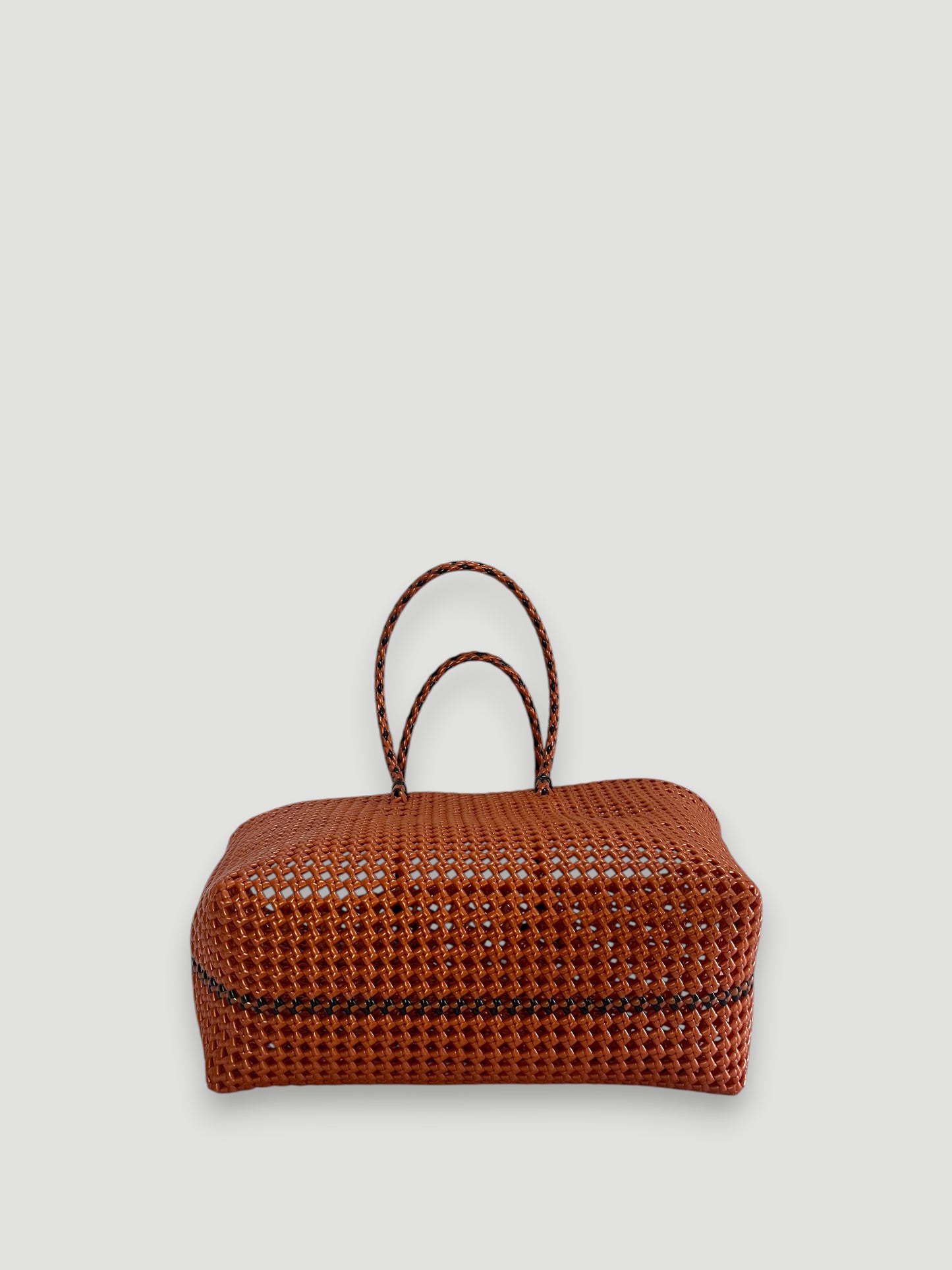 N°315L - SAC PANIER TRESSÉ MAIN - GRAND - Bronze & noir