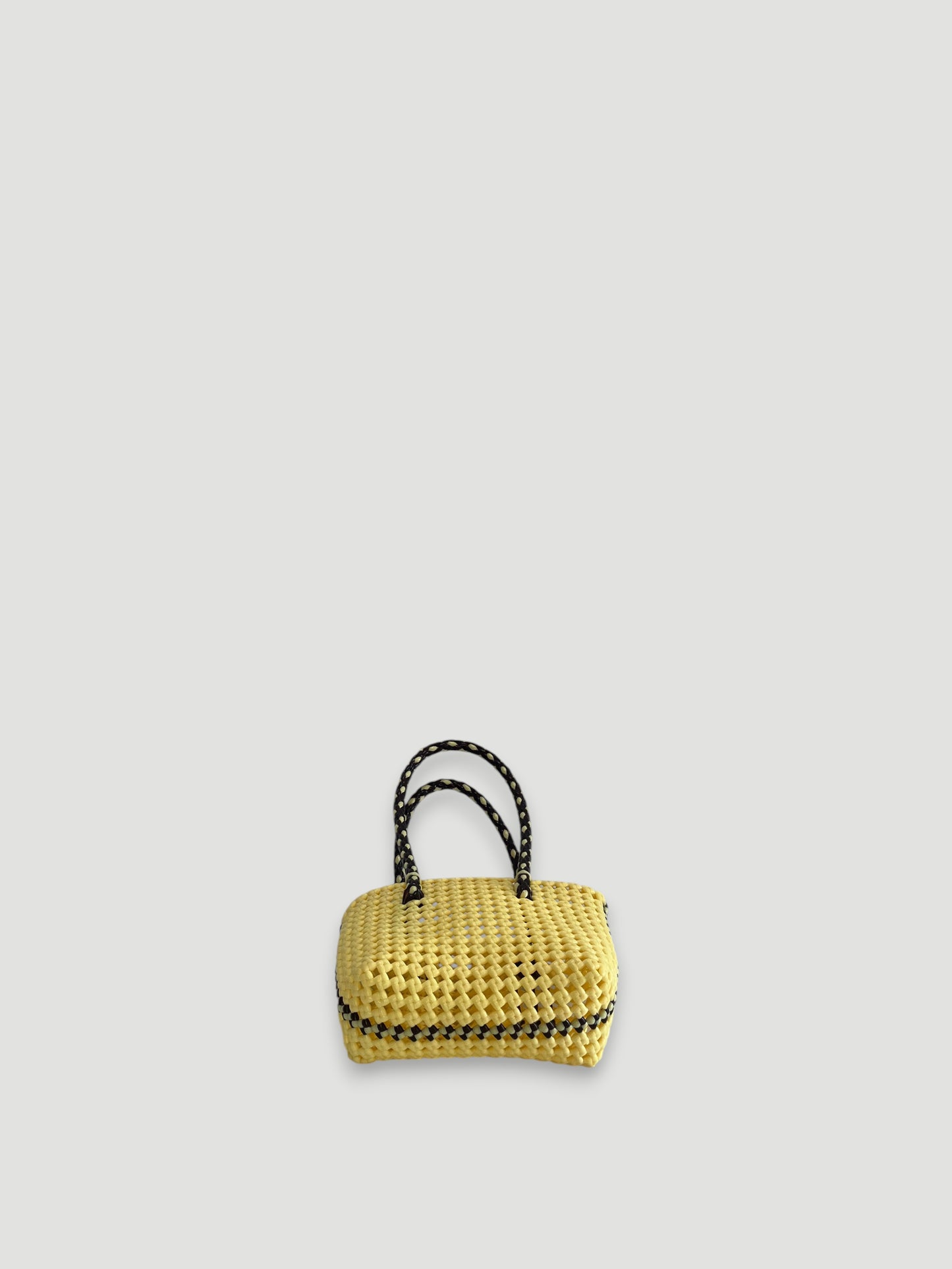 N°347XS bis - SAC PANIER TRESSÉ MAIN - MINI - crème & marron