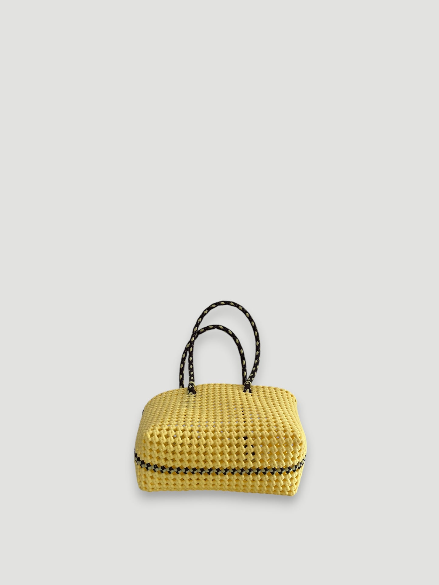 N°347S bis - SAC PANIER TRESSÉ MAIN - PETIT - crème & marron