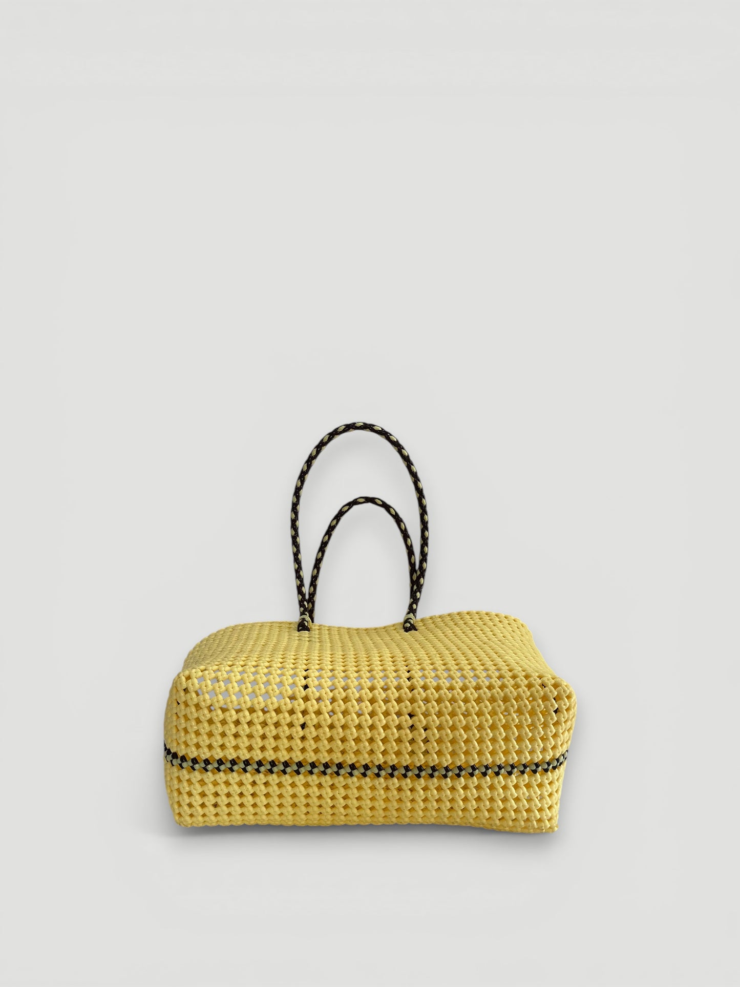 N°347L bis - SAC PANIER TRESSÉ MAIN - GRAND - crème & marron