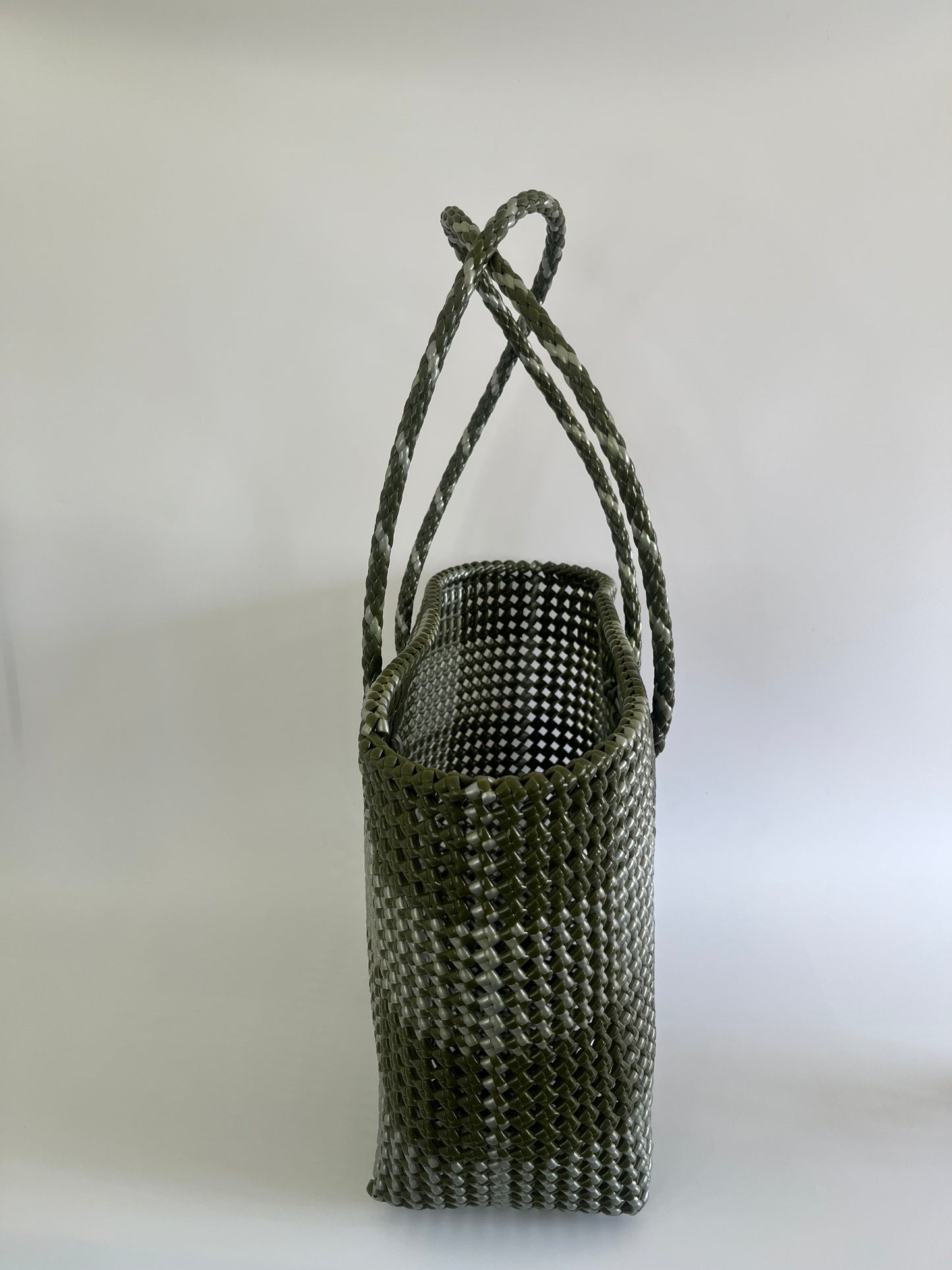 N°208L - SAC COLORÉ - GRAND - kaki & argenté